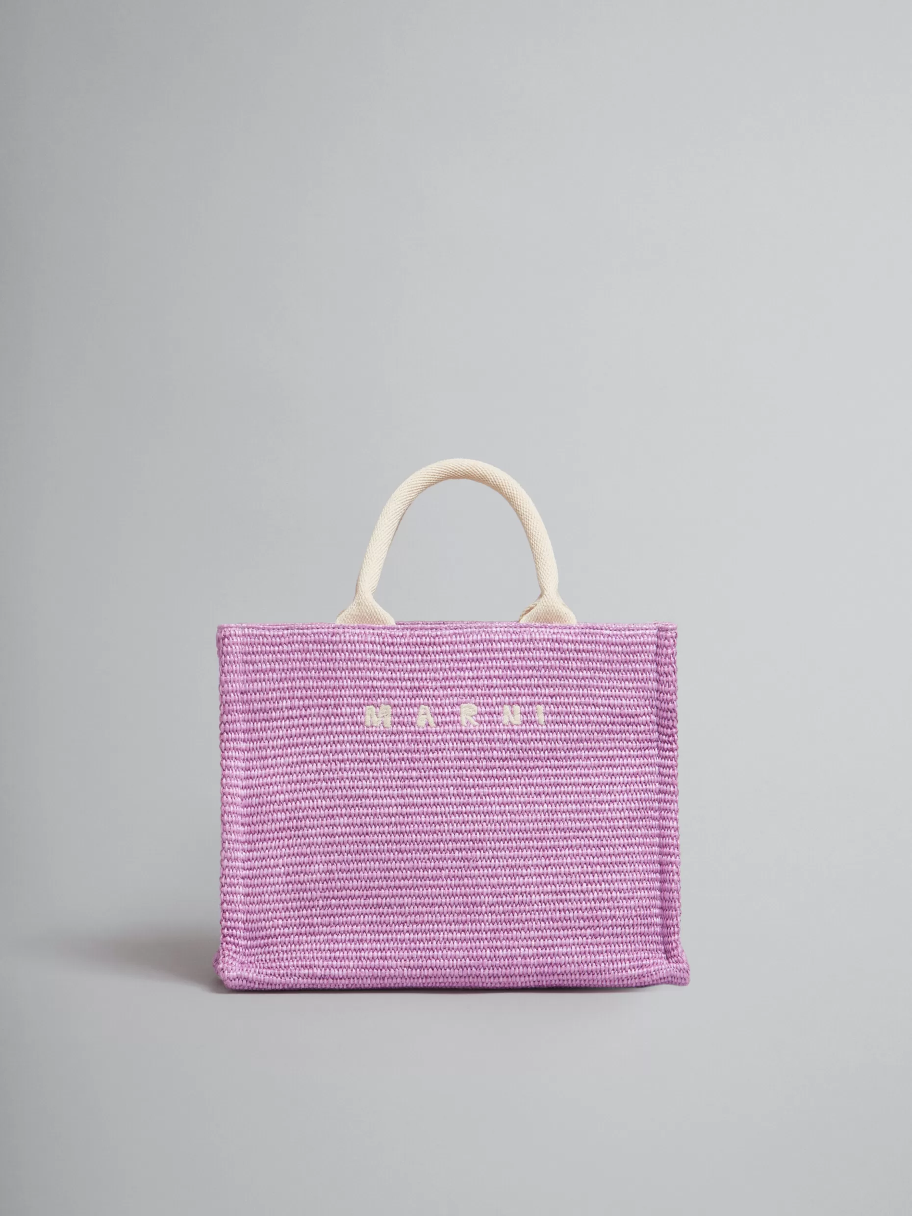 Women Marni Lilac Raffia Small Tote Bag