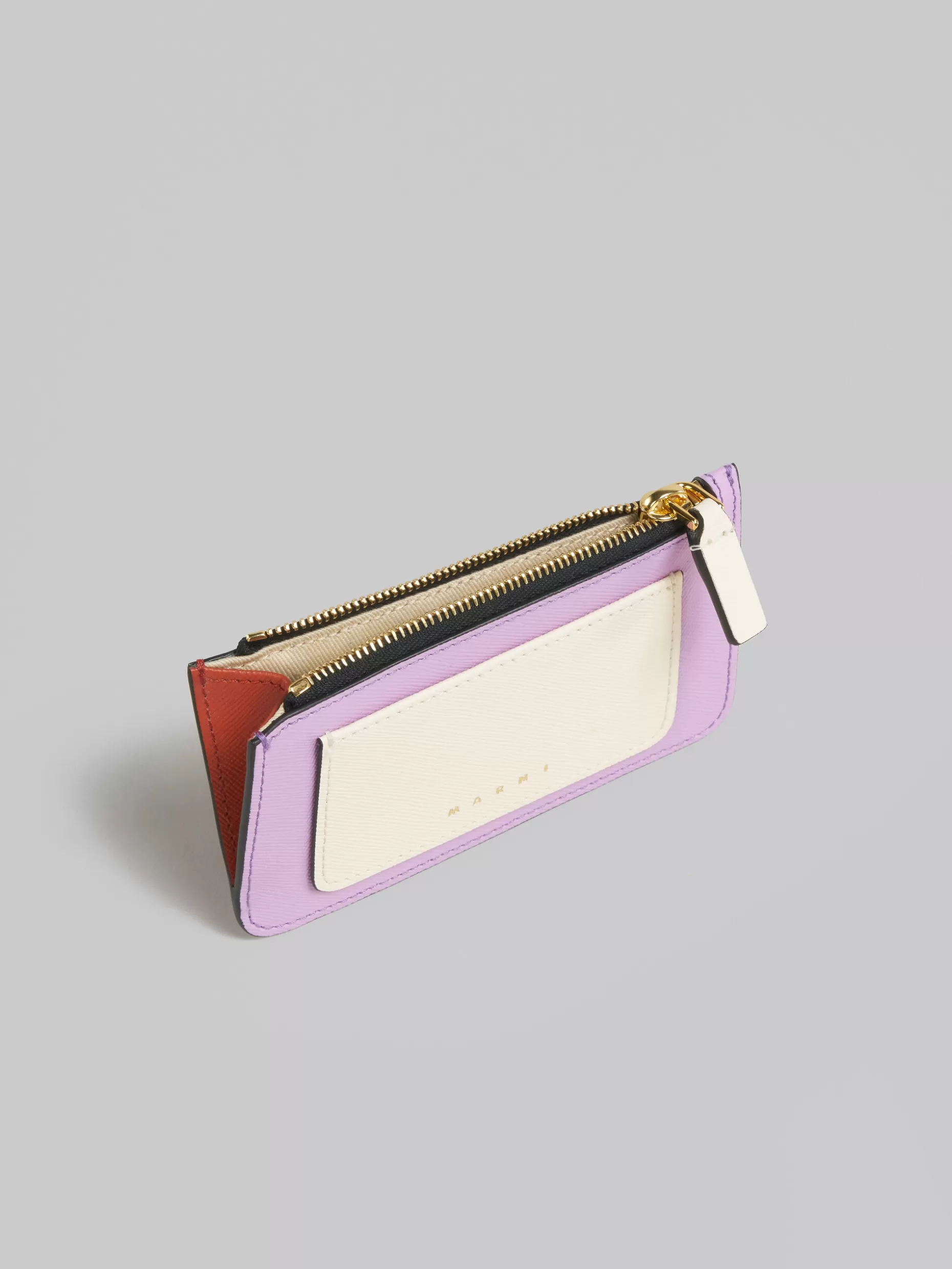 Women Marni Lilac Saffiano Leather Card Case