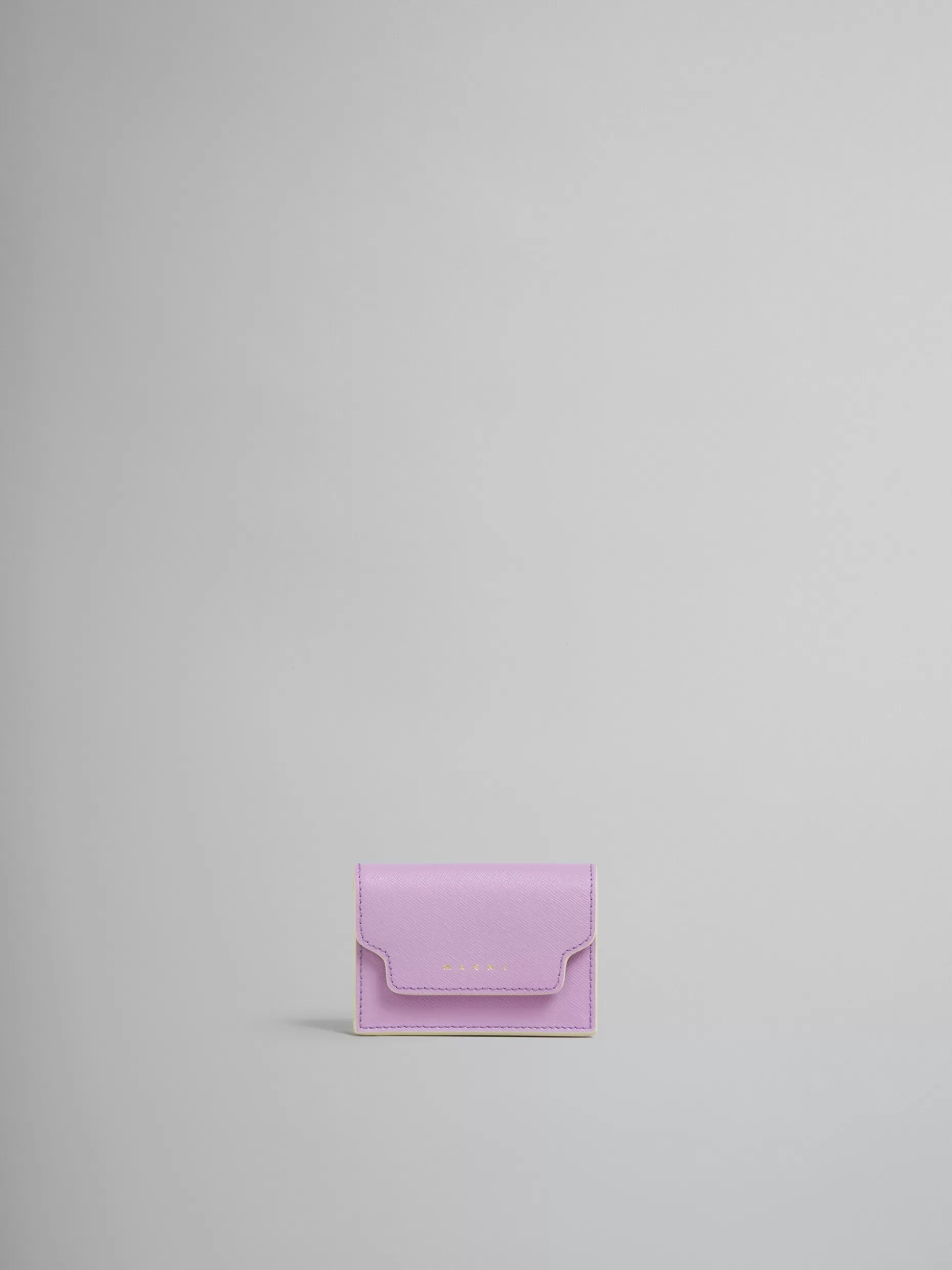 Women Marni Lilac Saffiano Leather Tri-Fold Wallet