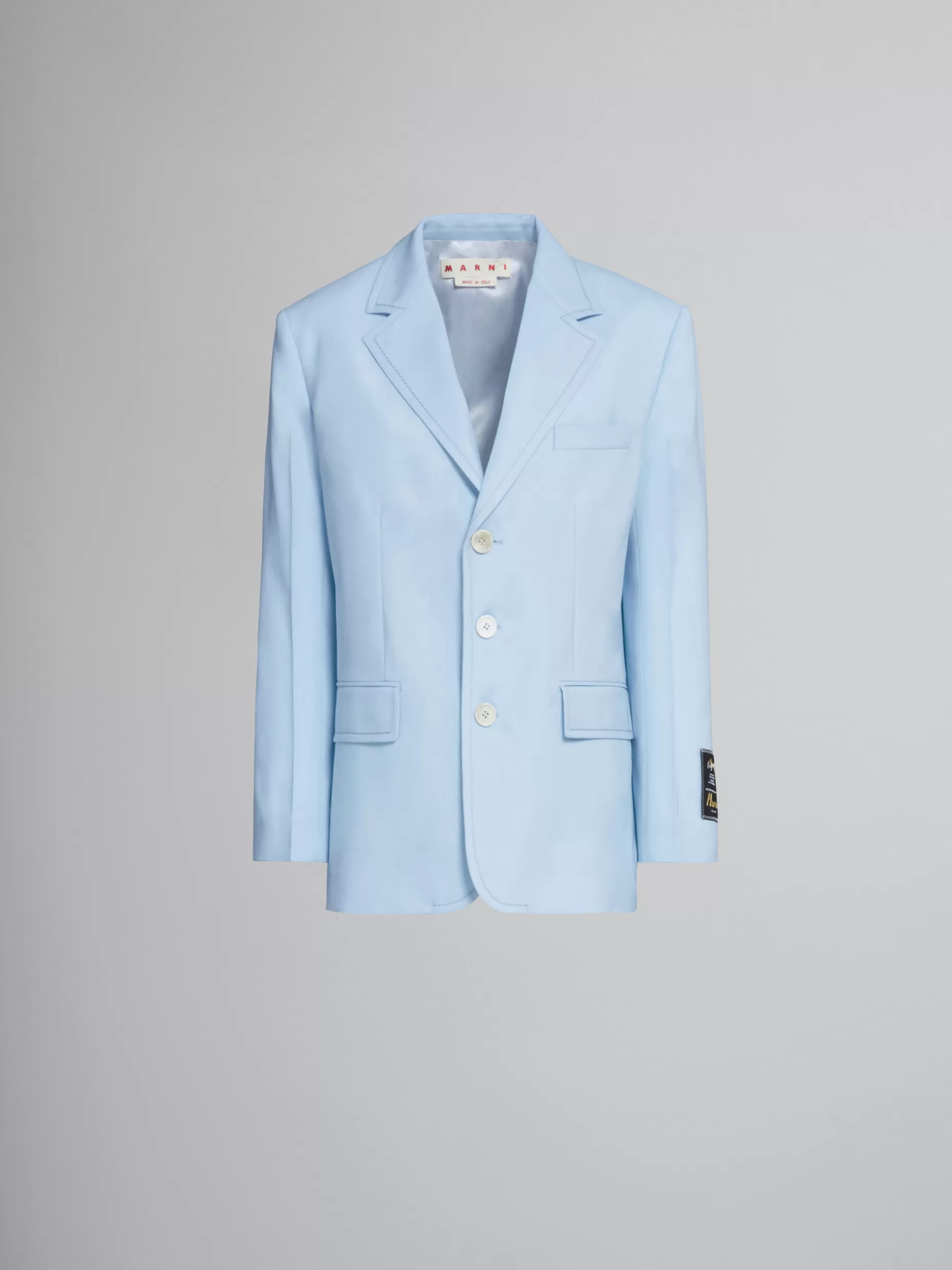 Women Marni Long Blazer In Light Blue Tropical Wool