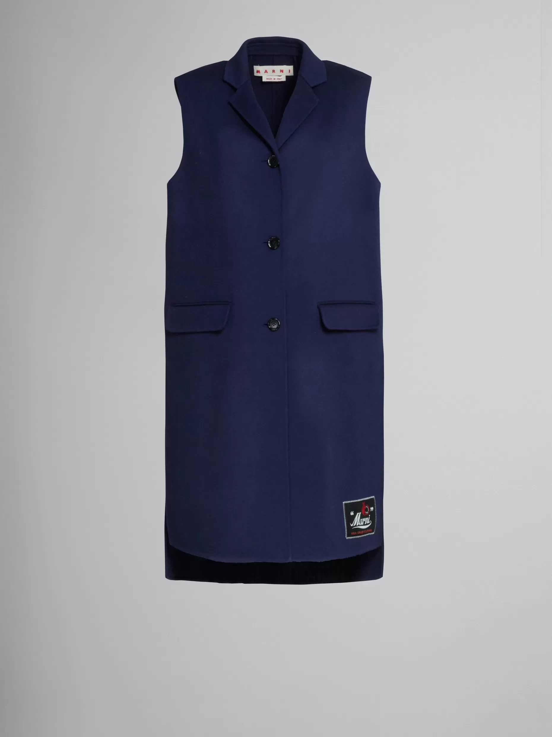 Women Marni Long Blue Vest In Wool And Cashmere