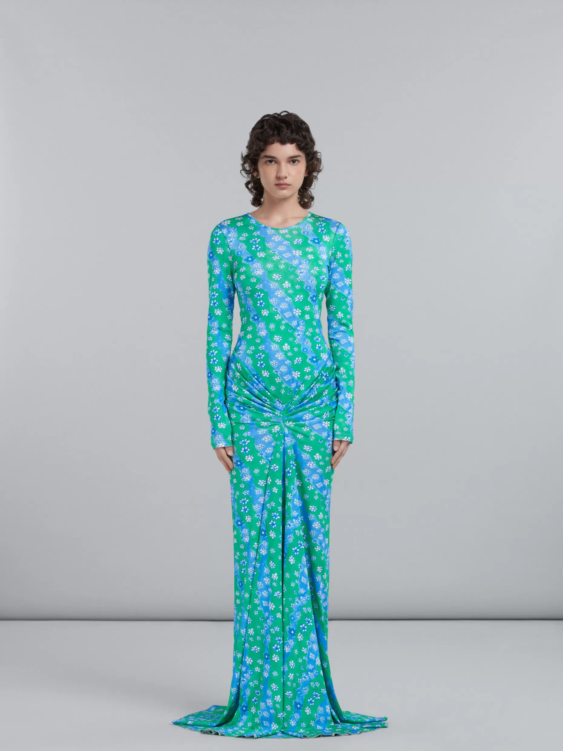 Women Marni Long Dress In Fluid Printed Jersey