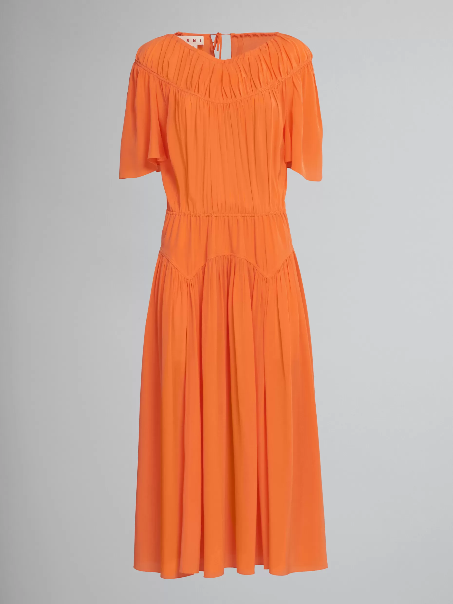 Women Marni Long Dress In Orange Silk