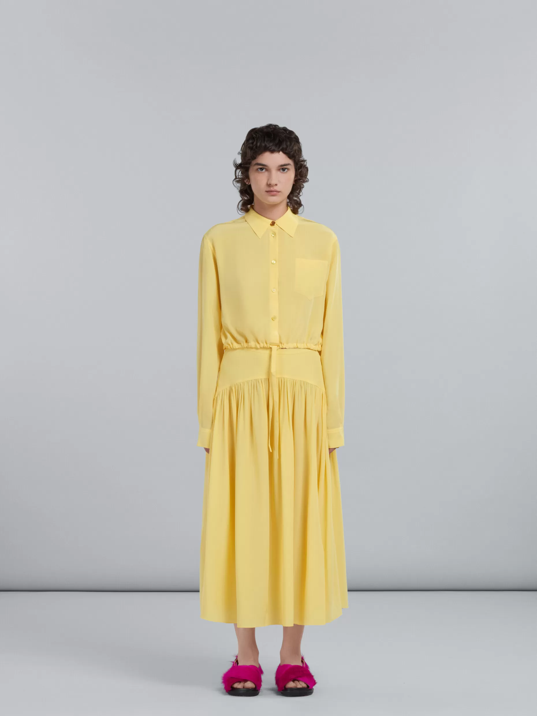 Women Marni Long Skirt In Yellow Silk