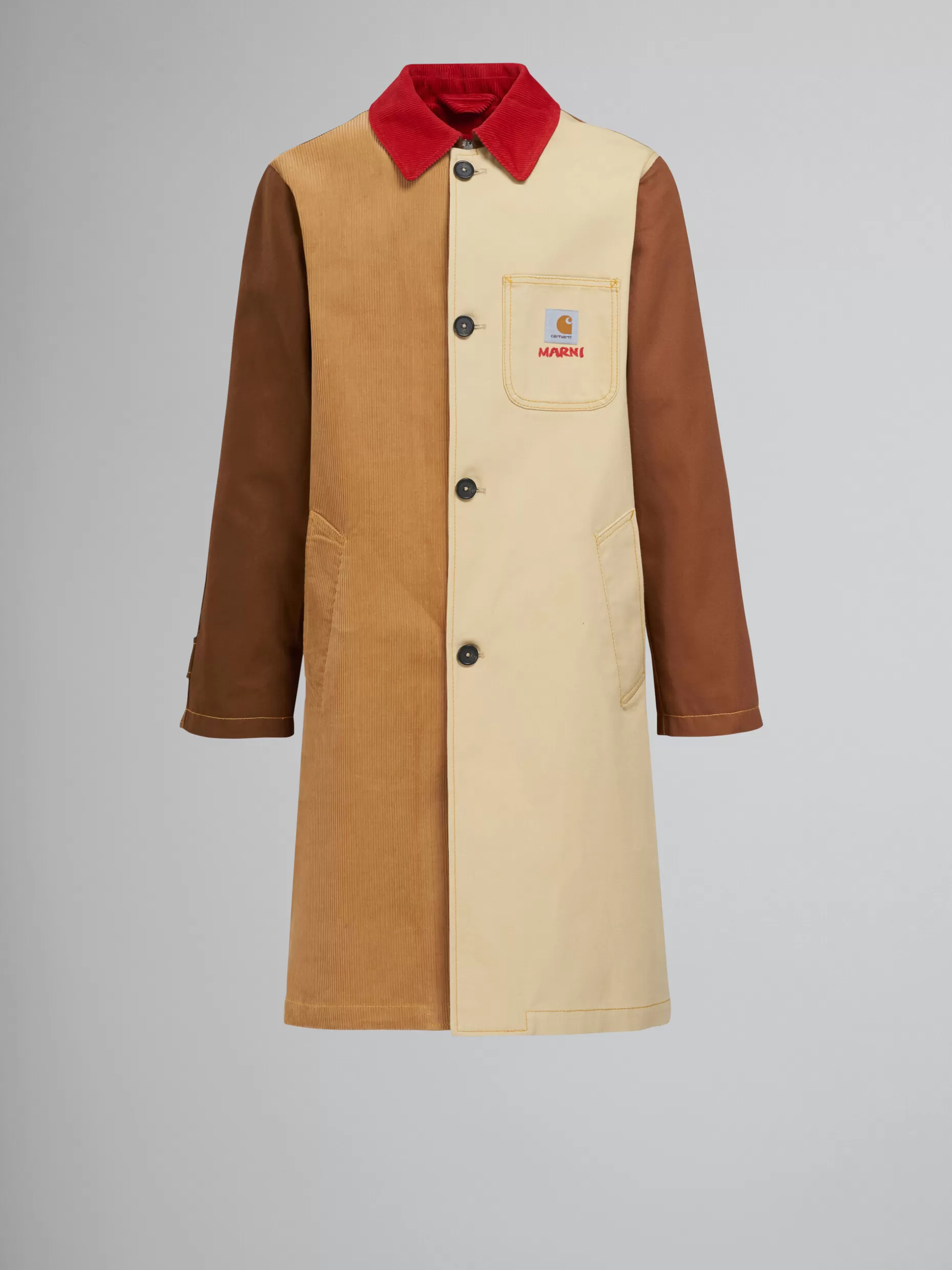 Men Marni X Carhartt Wip - Brown Colour-Block Coat