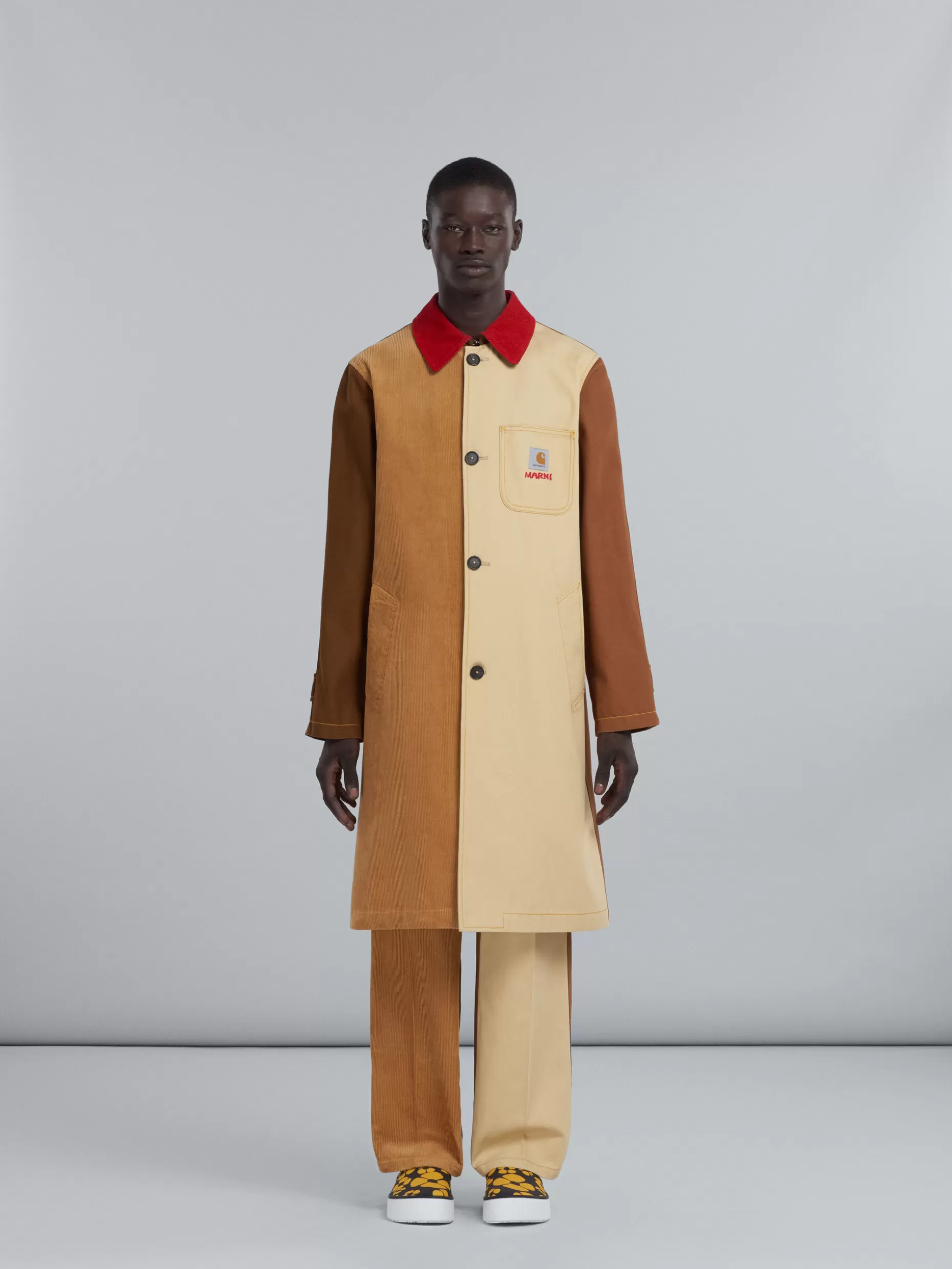 Men Marni X Carhartt Wip - Brown Colour-Block Coat