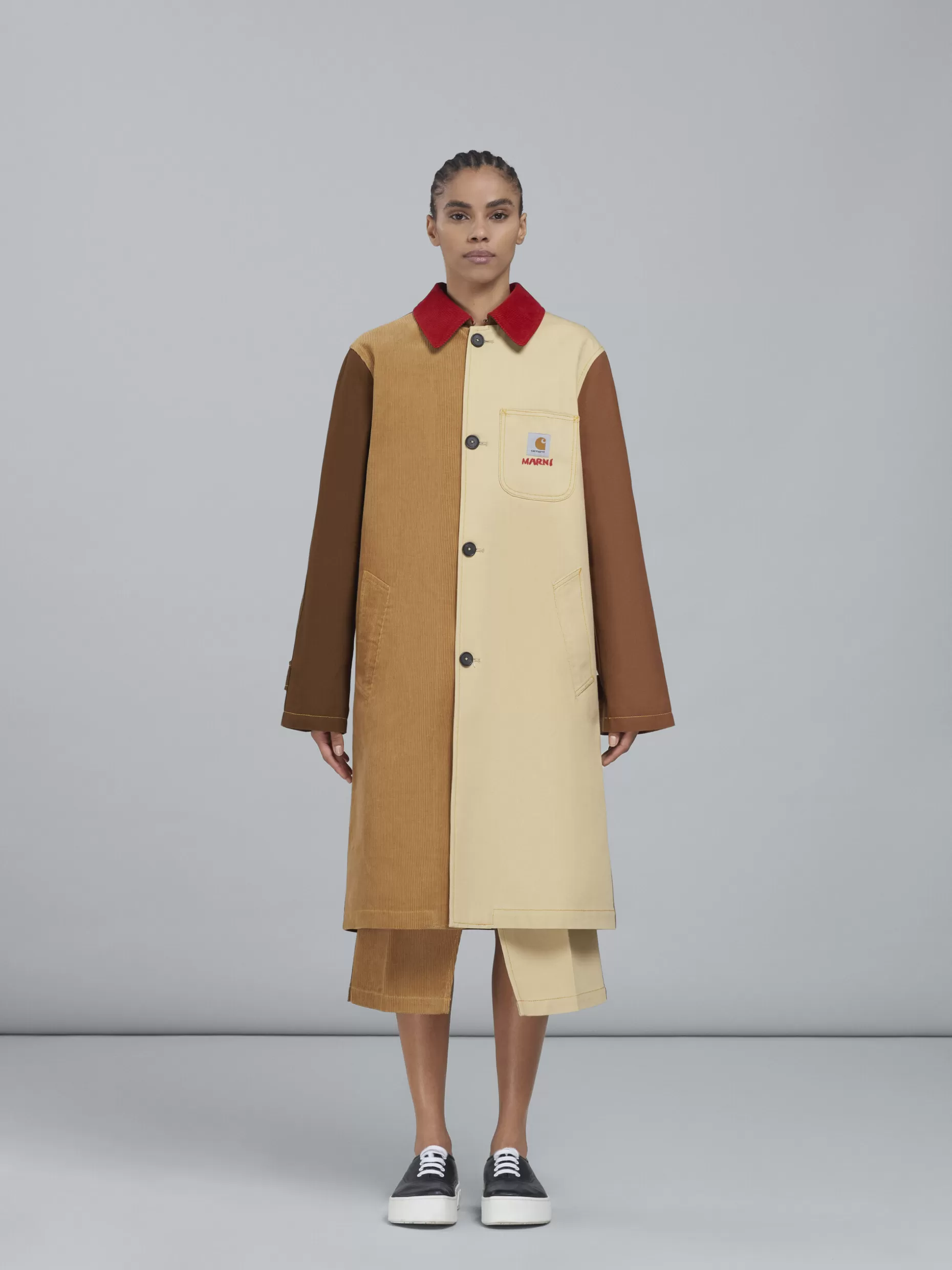 Women Marni X Carhartt Wip - Brown Colour-Block Coat