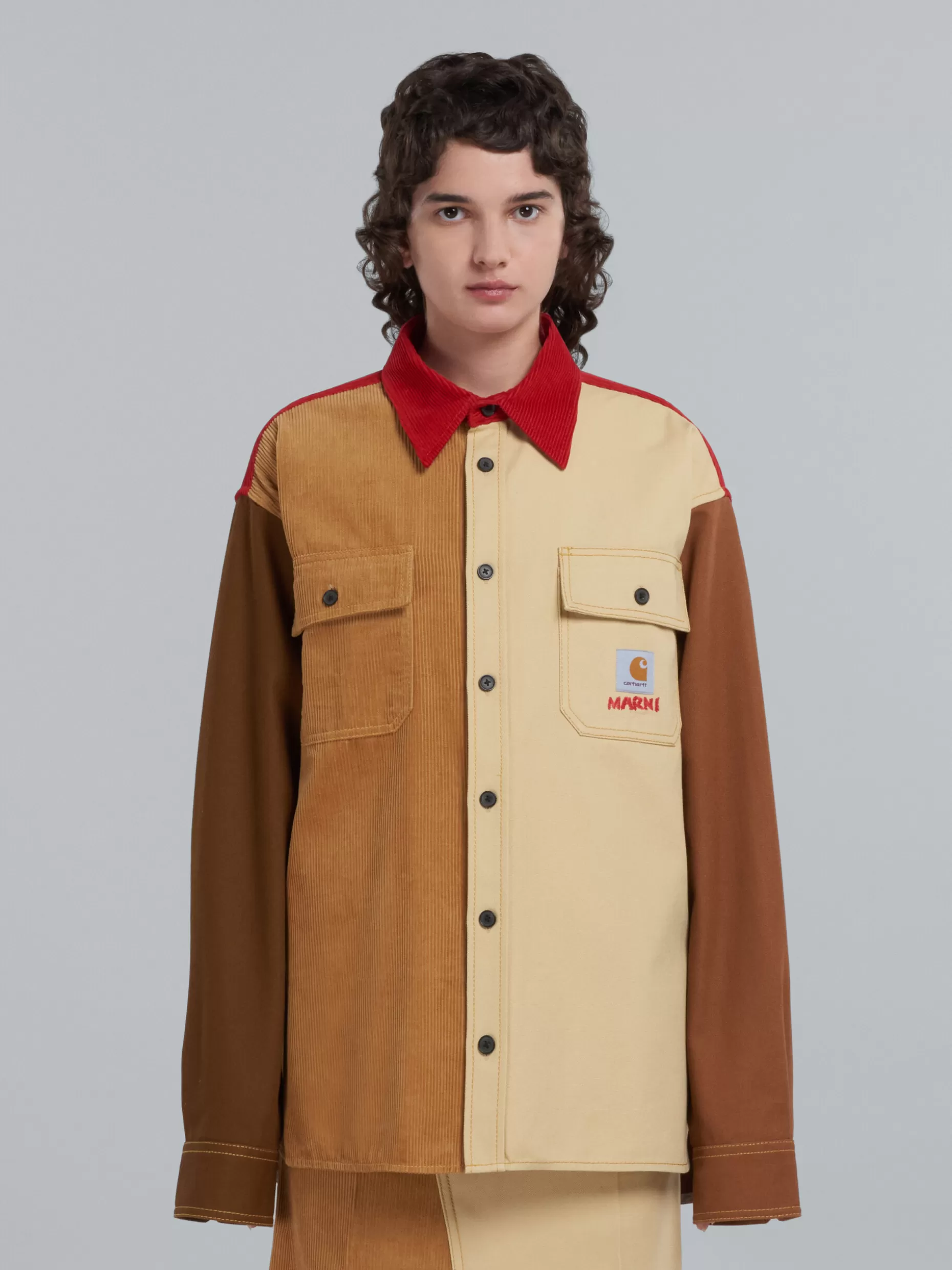 Women Marni X Carhartt Wip - Brown Colour-Block Overshirt