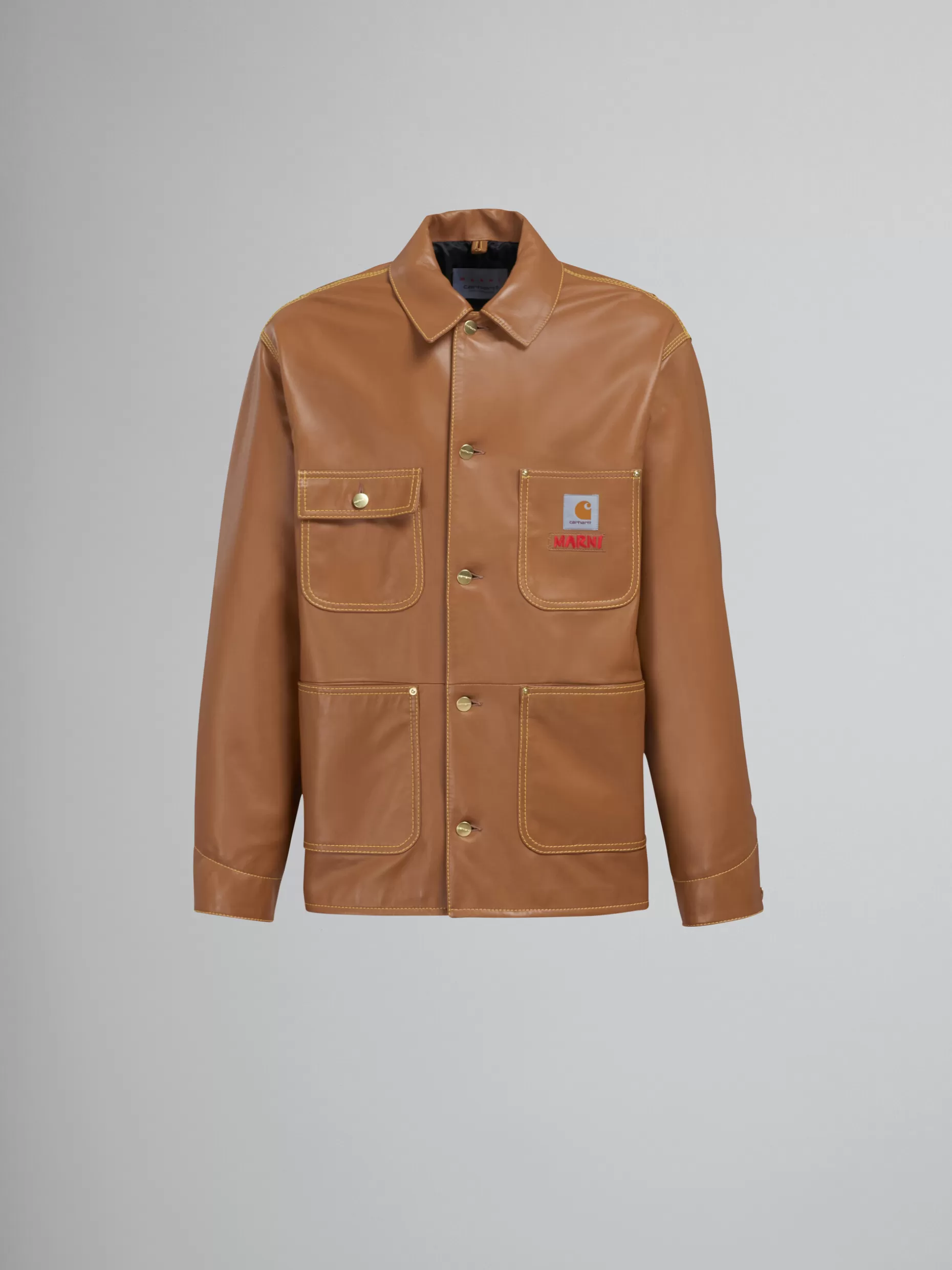 Men Marni X Carhartt Wip - Brown Leather Jacket