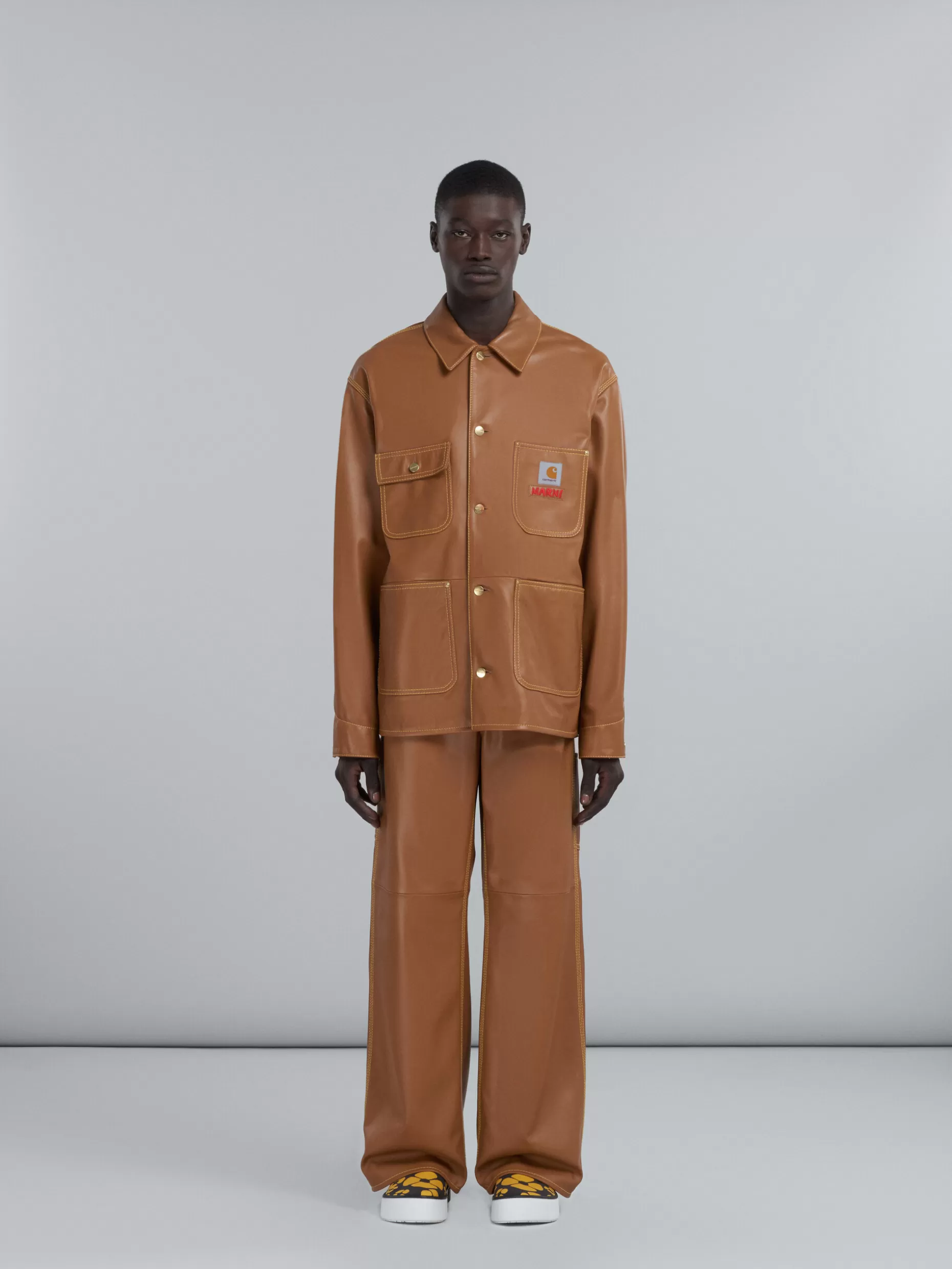 Men Marni X Carhartt Wip - Brown Leather Trousers