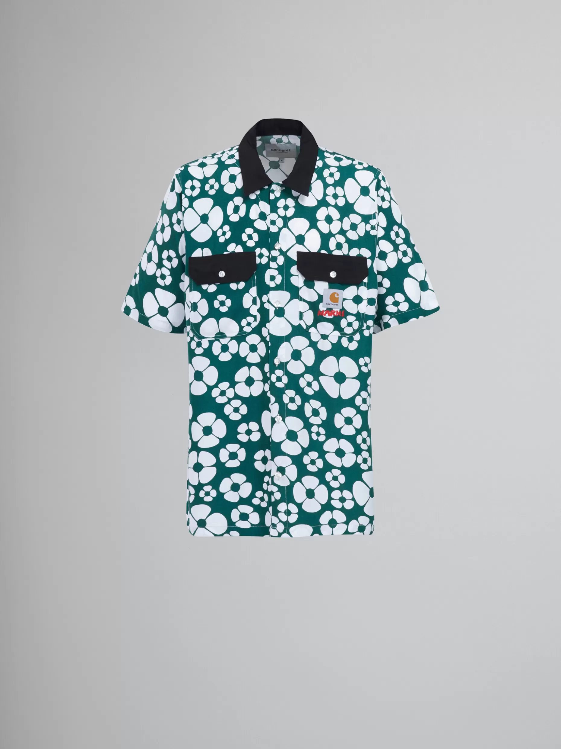 Women Marni X Carhartt Wip - Green Short-Sleeved Floral Shirt