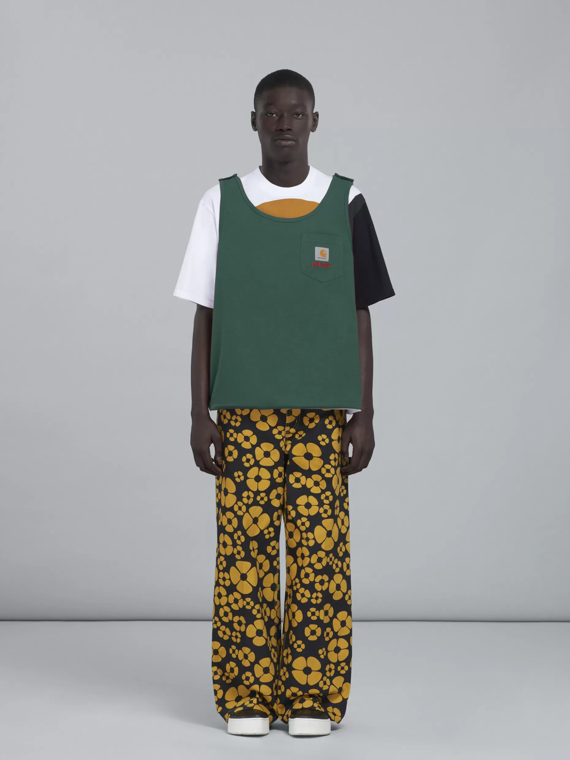 Men Marni X Carhartt Wip - T-Shirt With Green Vest