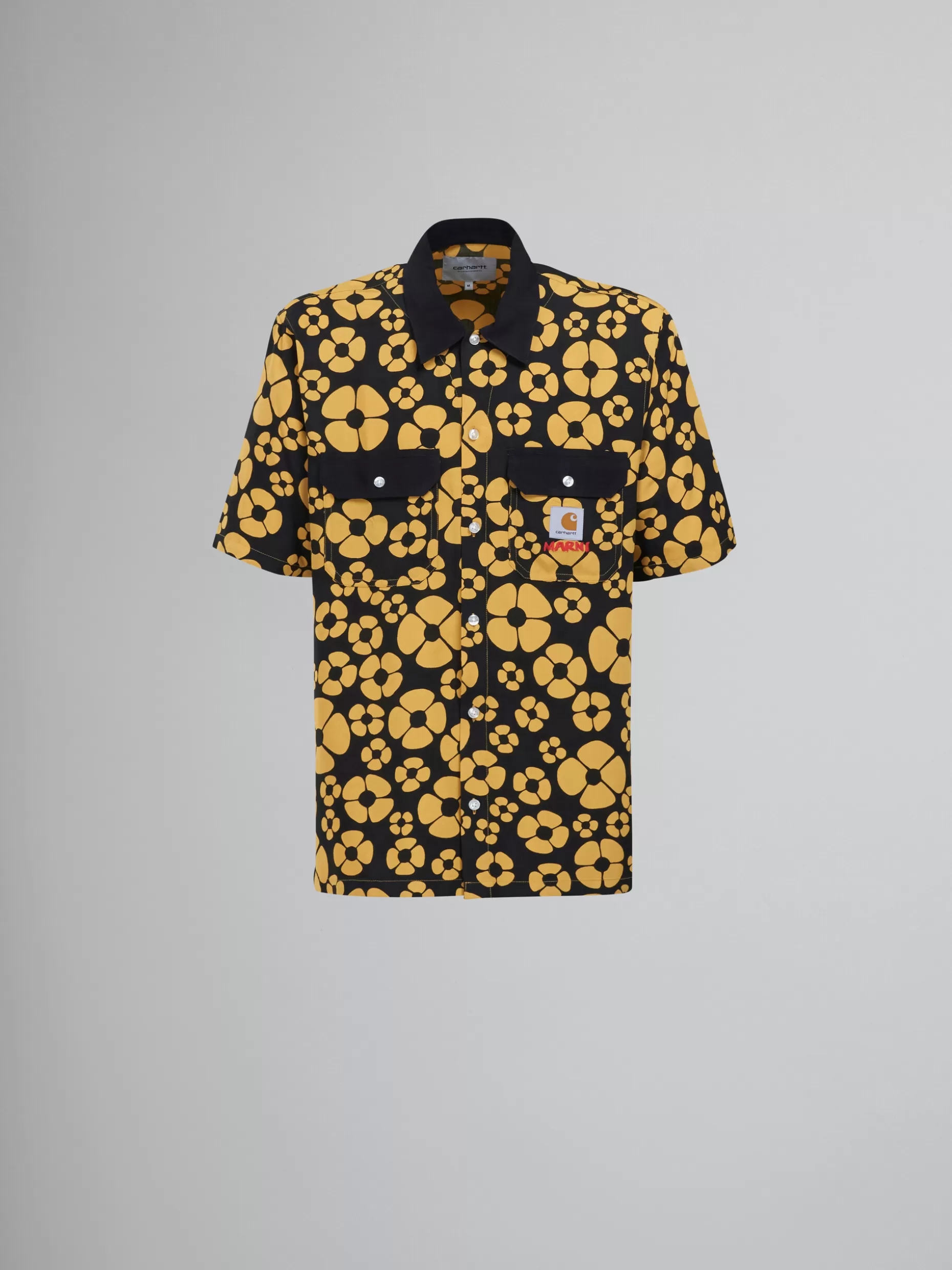 Men Marni X Carhartt Wip - Yellow Short-Sleeved Floral Shirt