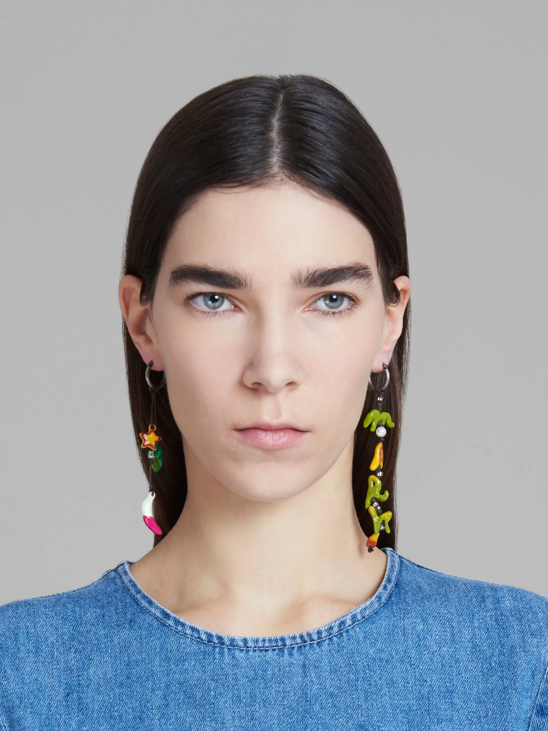 Women Marni X No Vacancy Inn - Earrings With Green Red And Yellow Pendants
