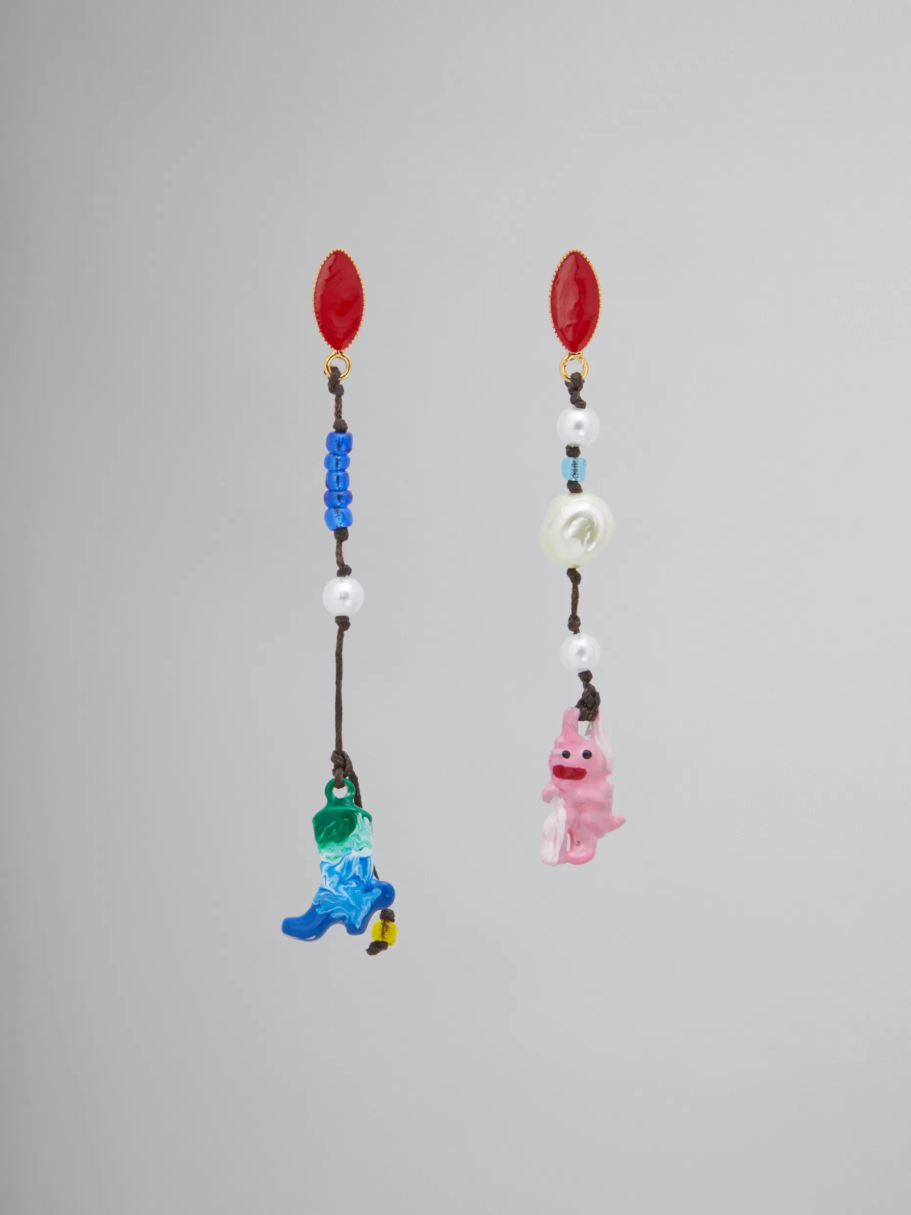 Women Marni X No Vacancy Inn - Earrings With Pink Red And Blue Pendants