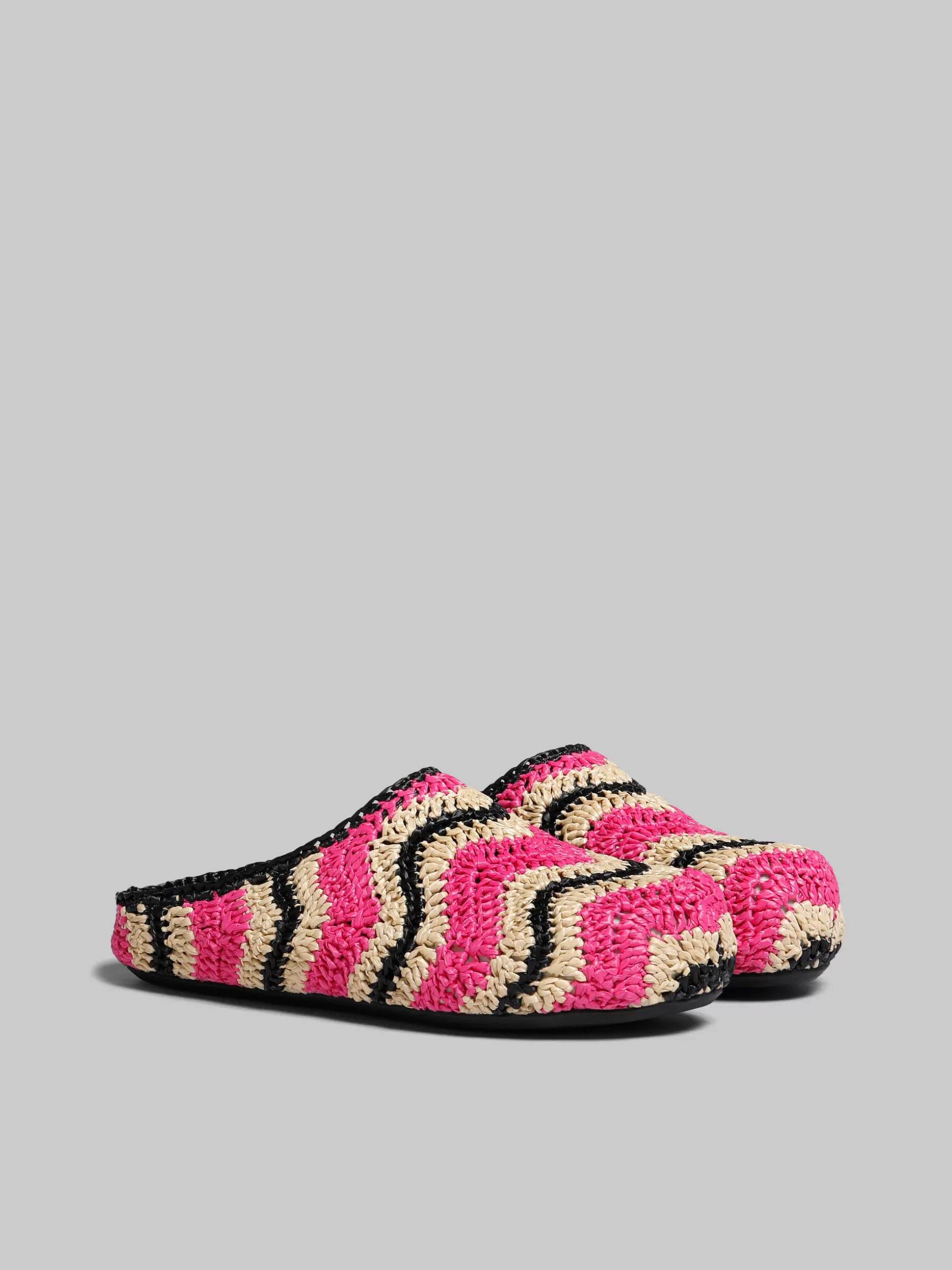 Women Marni X No Vacancy Inn - Fuchsia Crochet Raffia Sabot