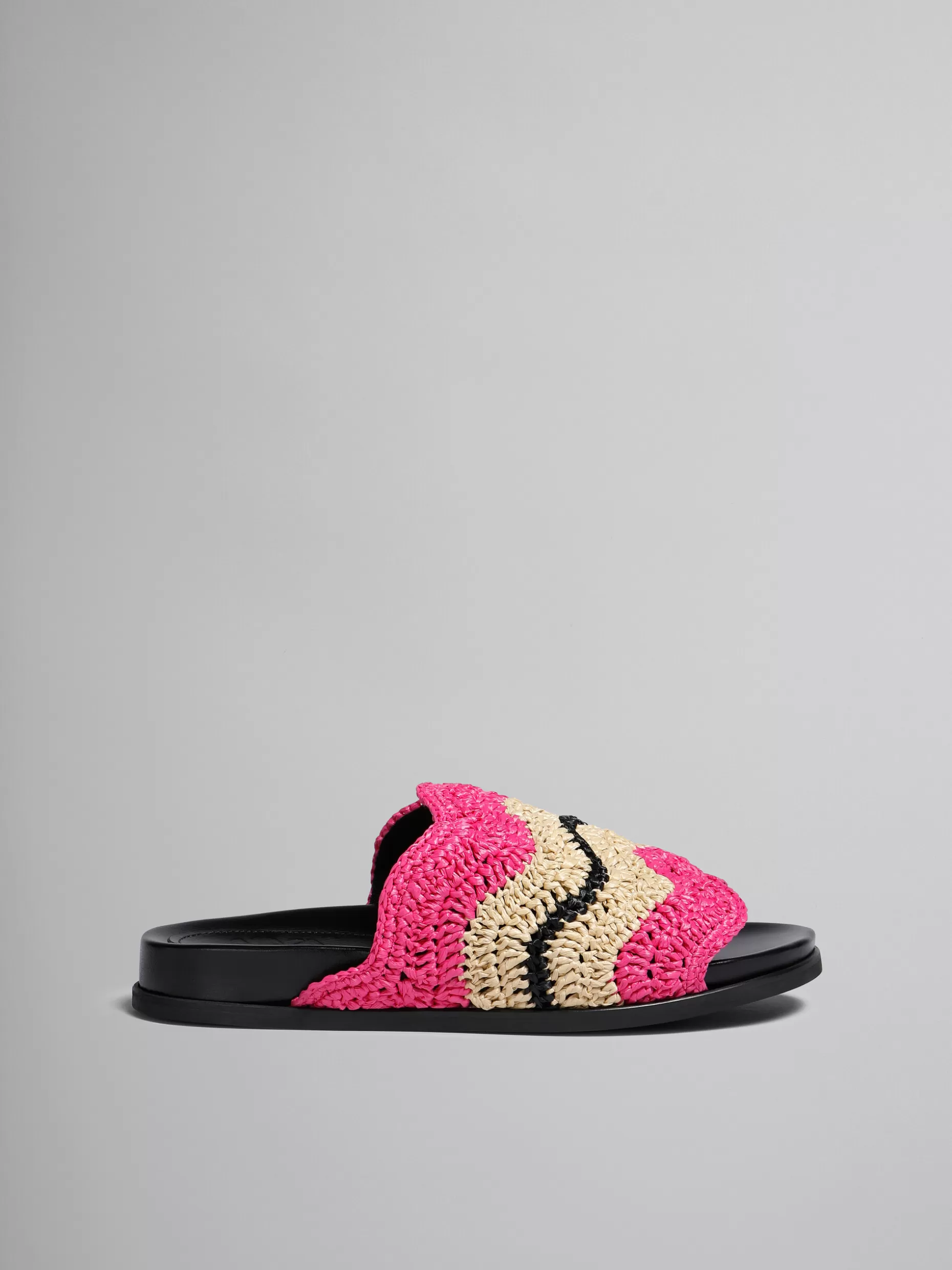 Women Marni X No Vacancy Inn - Fuchsia Crochet Raffia Slide