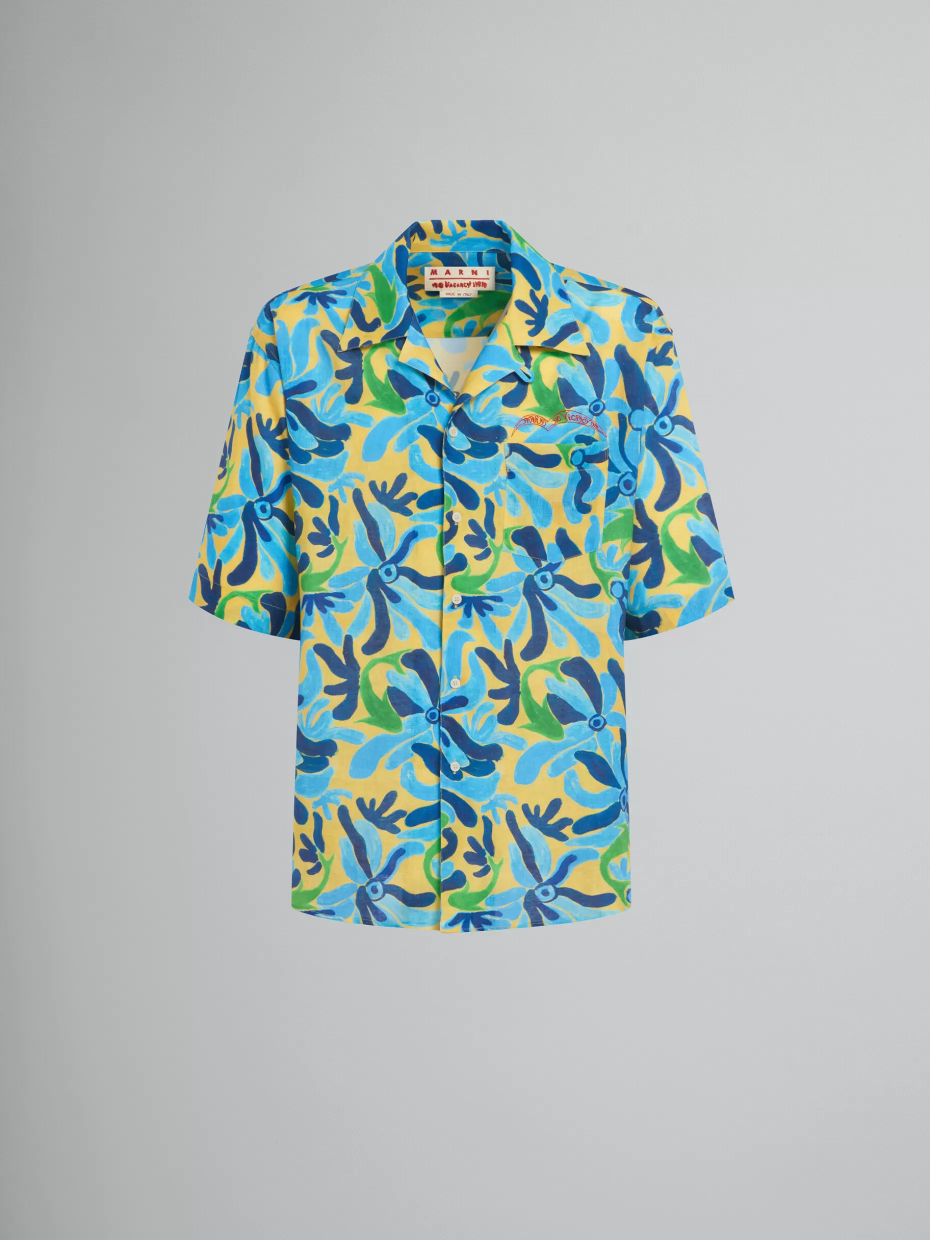 Men Marni X No Vacancy Inn - Gauze Shirt With Chippy Fishes Print