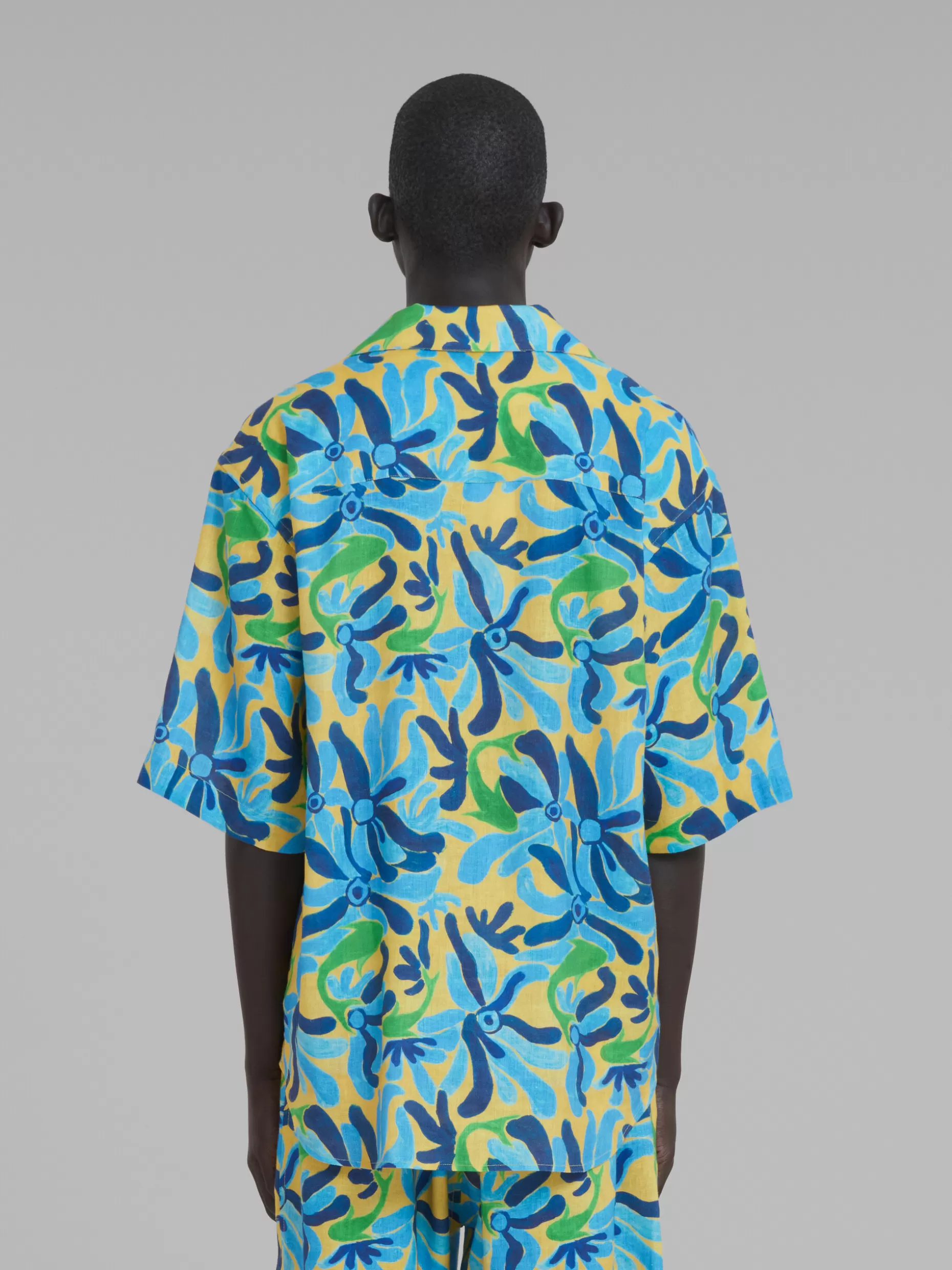 Men Marni X No Vacancy Inn - Gauze Shirt With Chippy Fishes Print