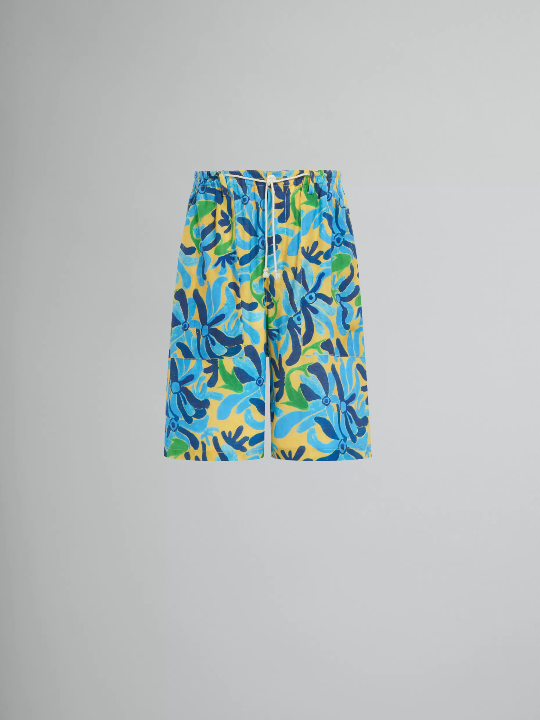 Men Marni X No Vacancy Inn - Gauze Shorts With Chippy Fishes Print