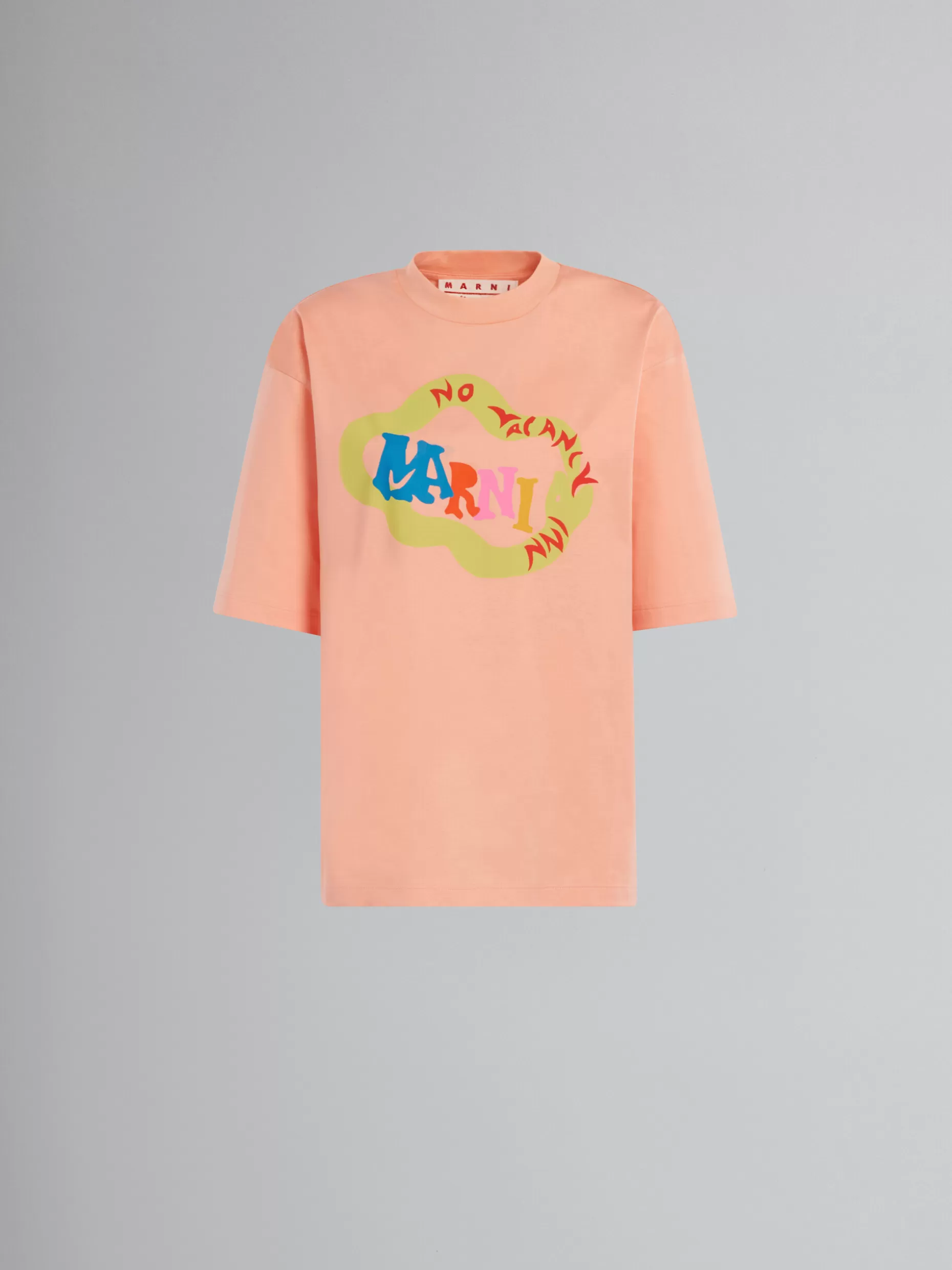Women Marni X No Vacancy Inn - Light Peach T-Shirt In Bio Cotton Jersey With Snake Logo Print