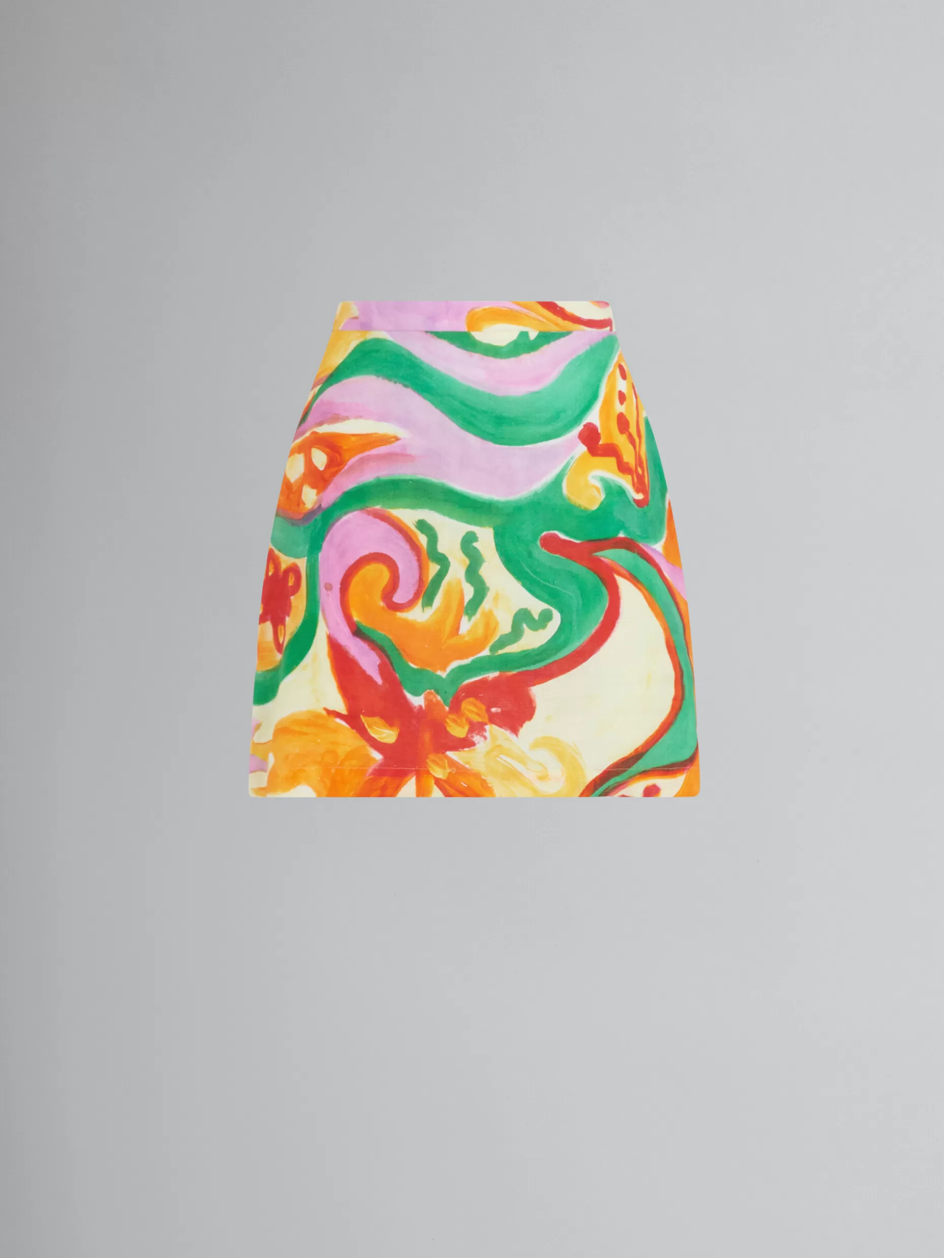 Women Marni X No Vacancy Inn - Linen-Viscose Mini Skirt With Chippy Blossom Print