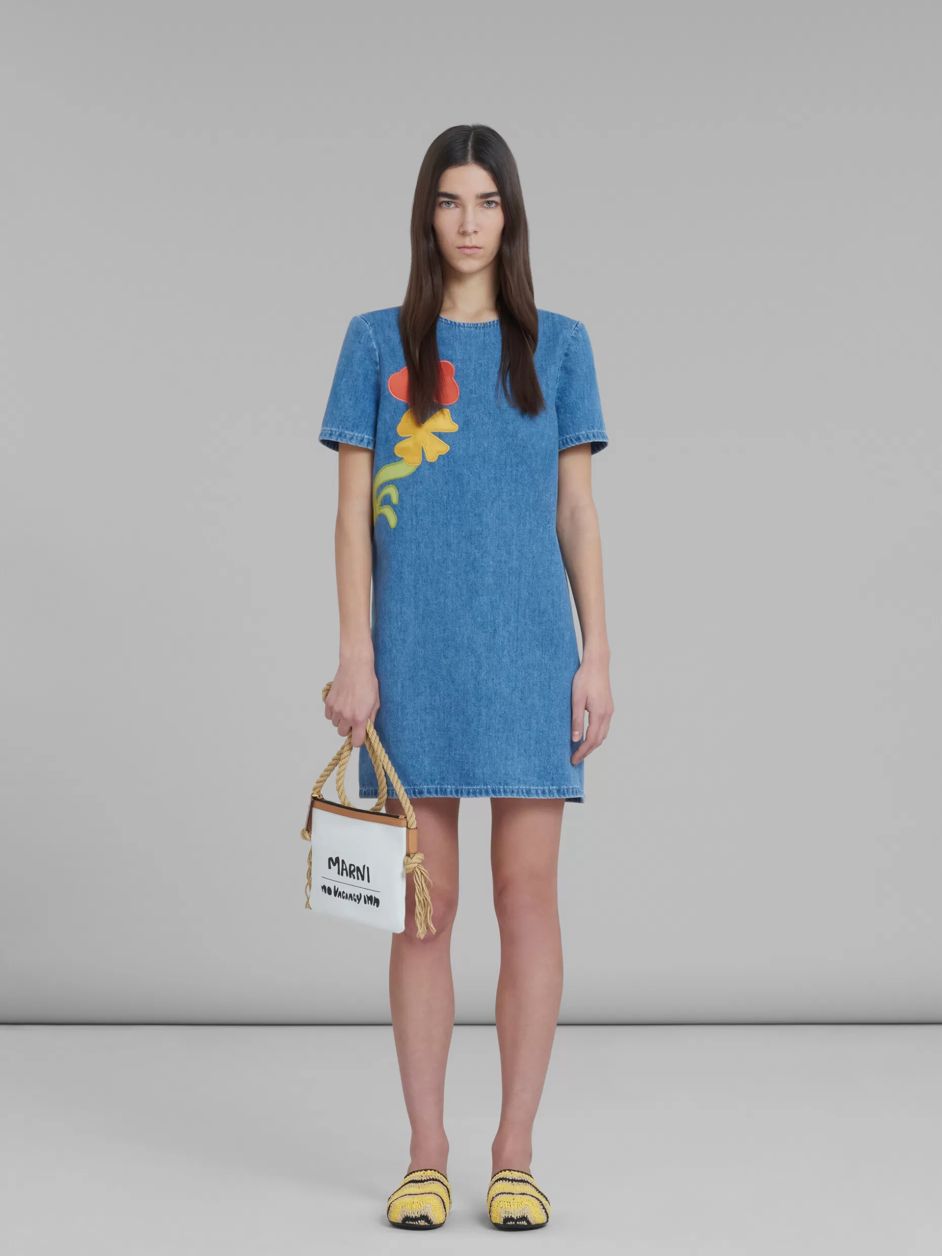 Women Marni X No Vacancy Inn - Marcel Zip Pouch In White Canvas With Beige Trims
