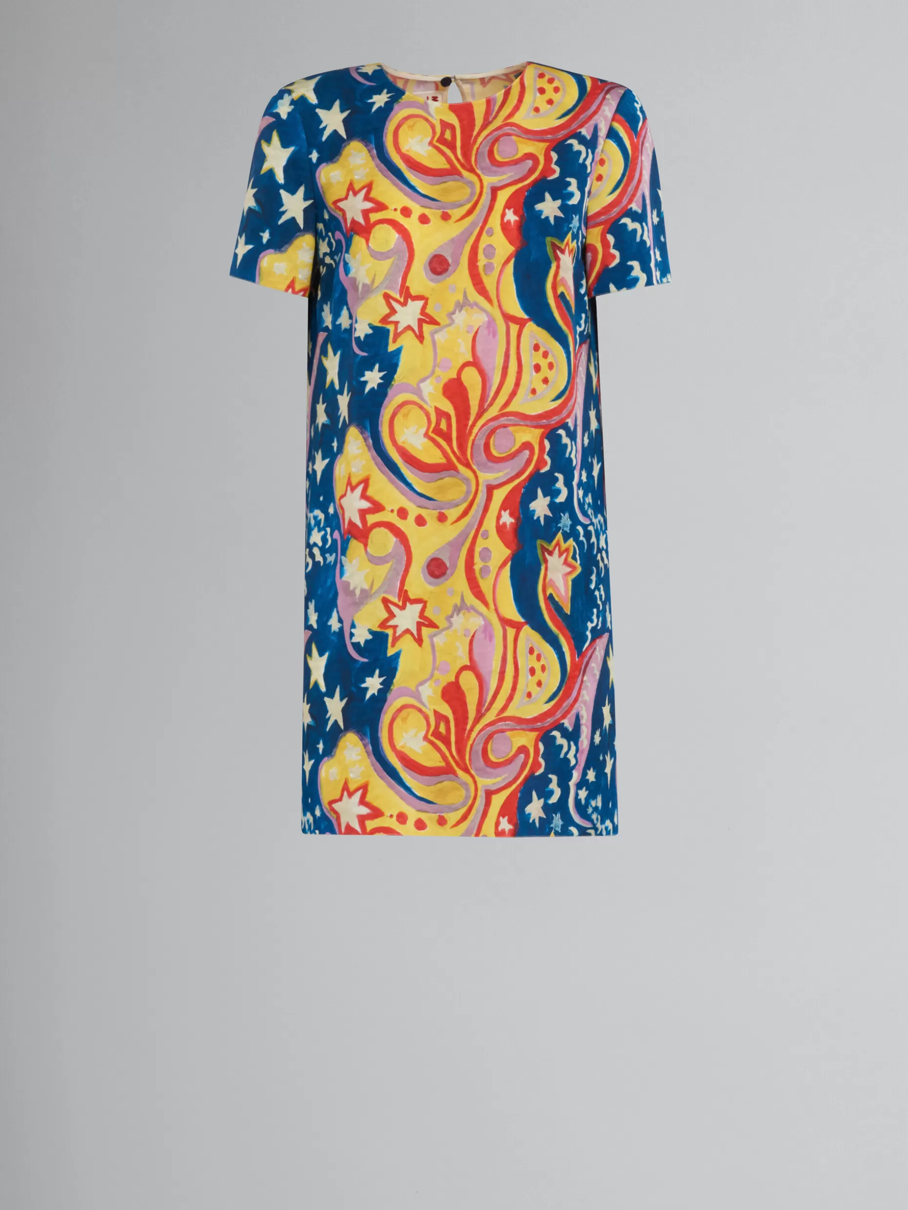 Women Marni X No Vacancy Inn - Multicolor Satin Short Dress With Galactic Paradise Print