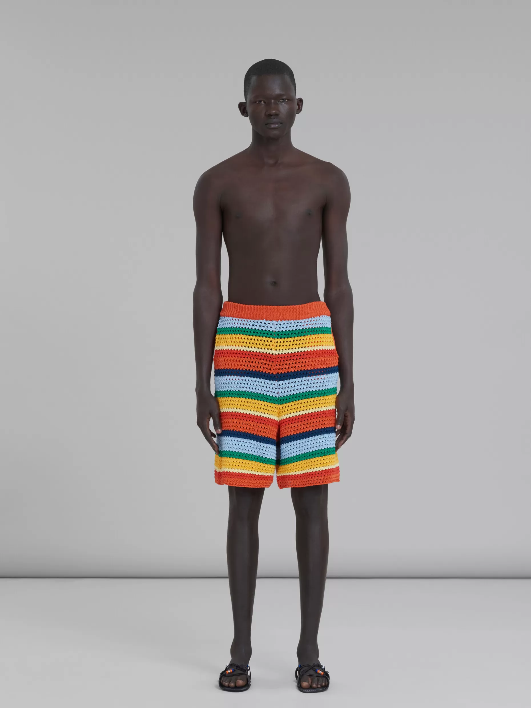 Men Marni X No Vacancy Inn - Multicolour Cotton-Knit Bermuda Shorts