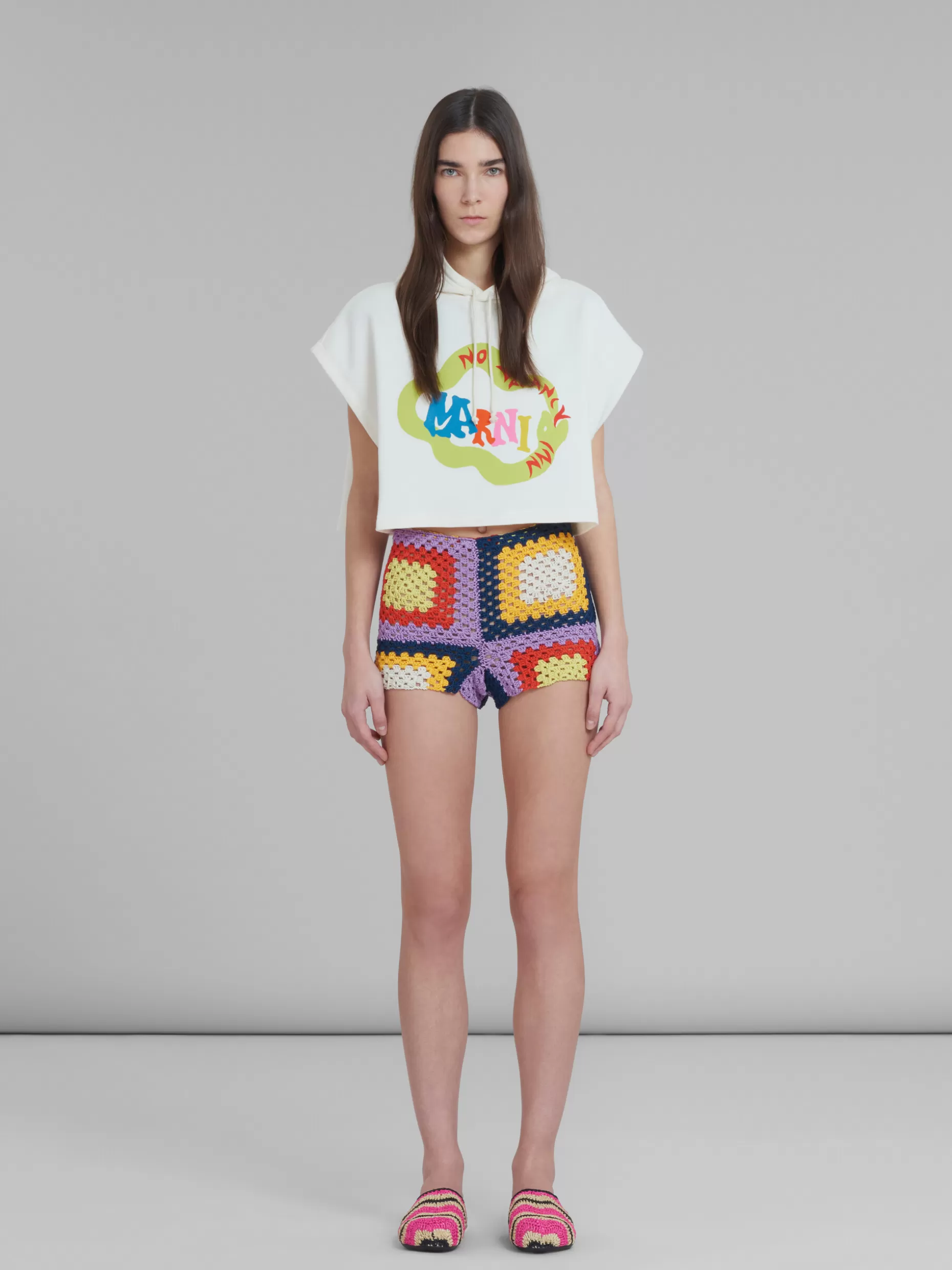 Women Marni X No Vacancy Inn - Multicolour Cotton-Knit Shorts