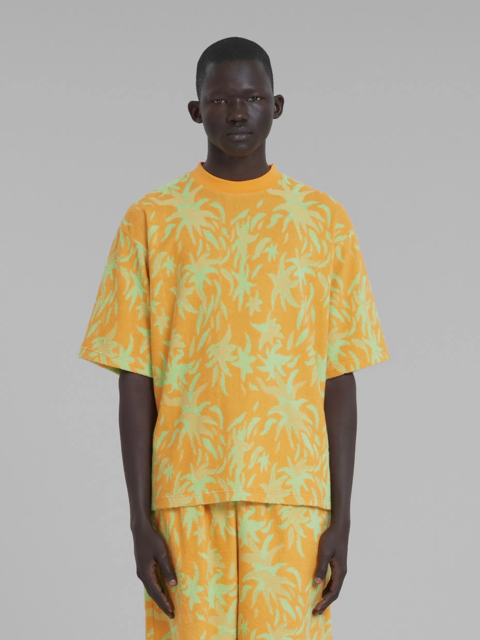 Men Marni X No Vacancy Inn - Orange Jacquard Sponge Fabric T-Shirt