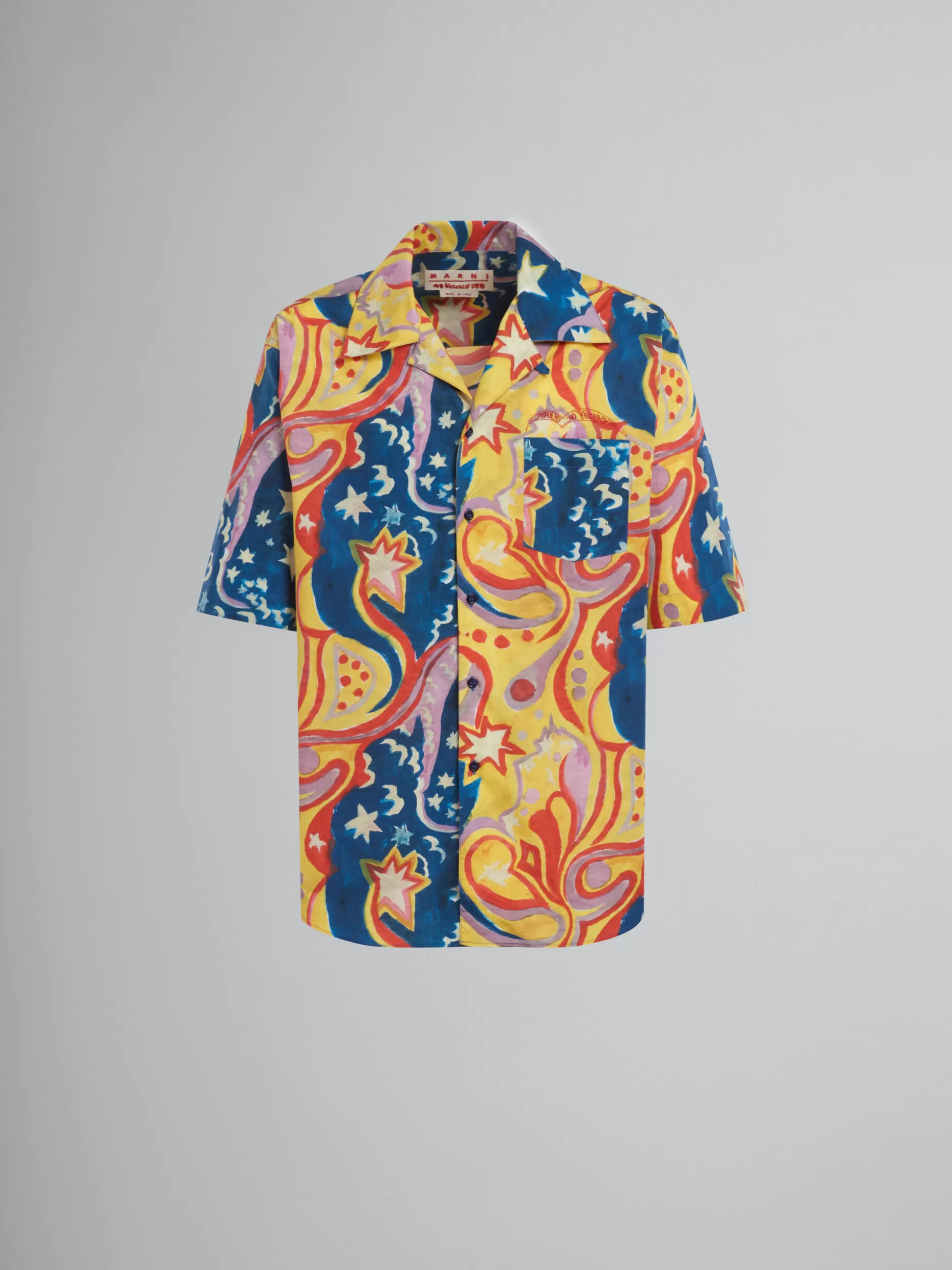 Men Marni X No Vacancy Inn - Poplin Bowling Shirt With Galactic Paradise Print.