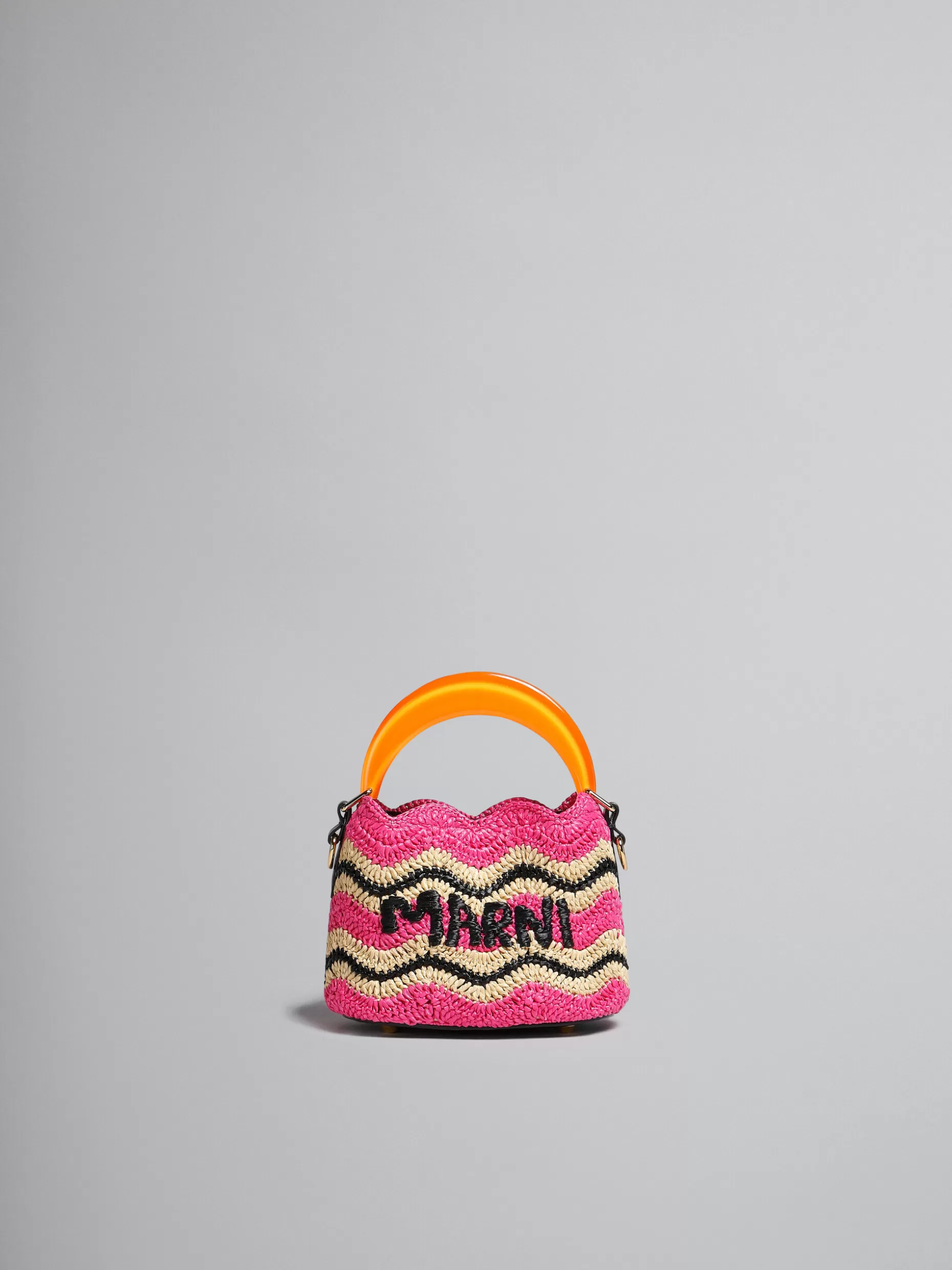 Women Marni X No Vacancy Inn - Venice Mini Bucket In Fuchsia Crochet Raffia