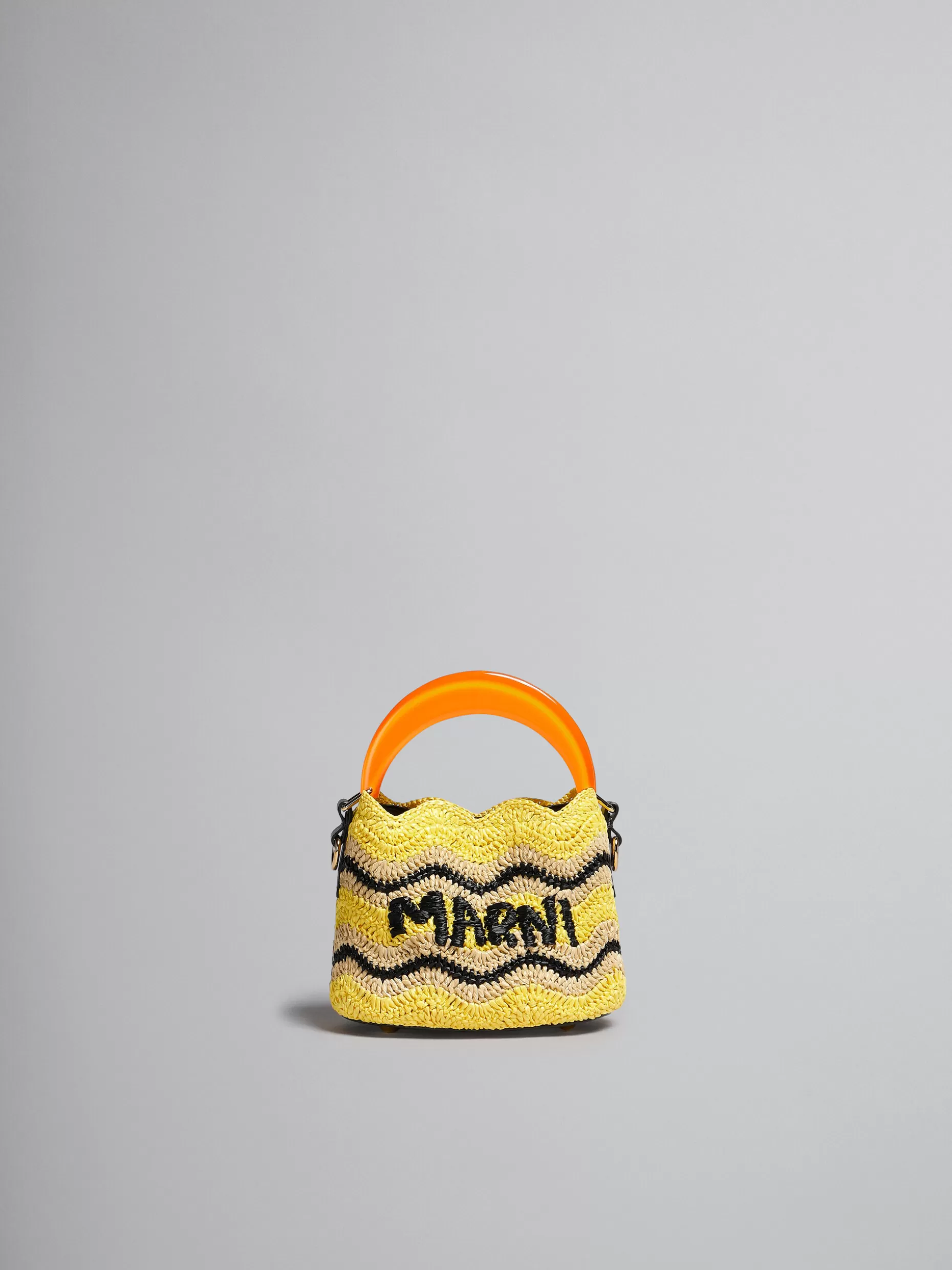 Women Marni X No Vacancy Inn - Venice Mini Bucket In Yellow Crochet Raffia