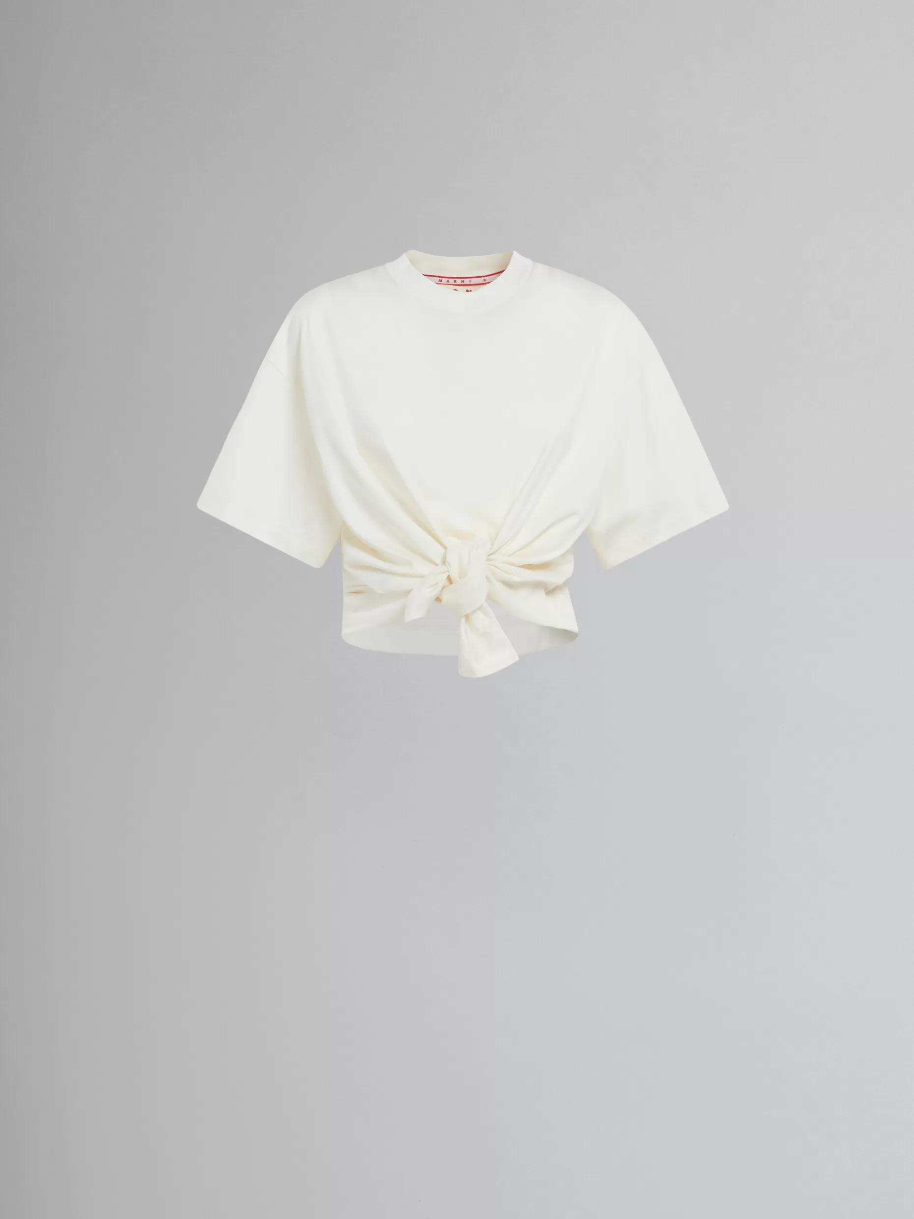 Women Marni X No Vacancy Inn - White T-Shirt In Bio Cotton Jersey With Knot