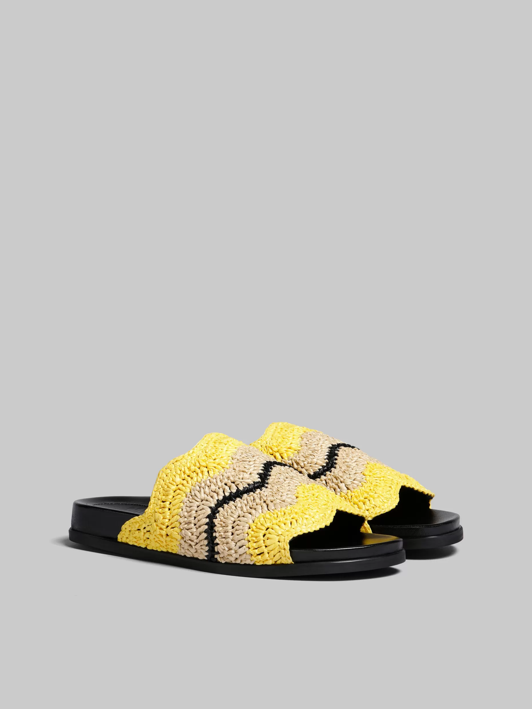 Women Marni X No Vacancy Inn - Yellow Crochet Raffia Slide