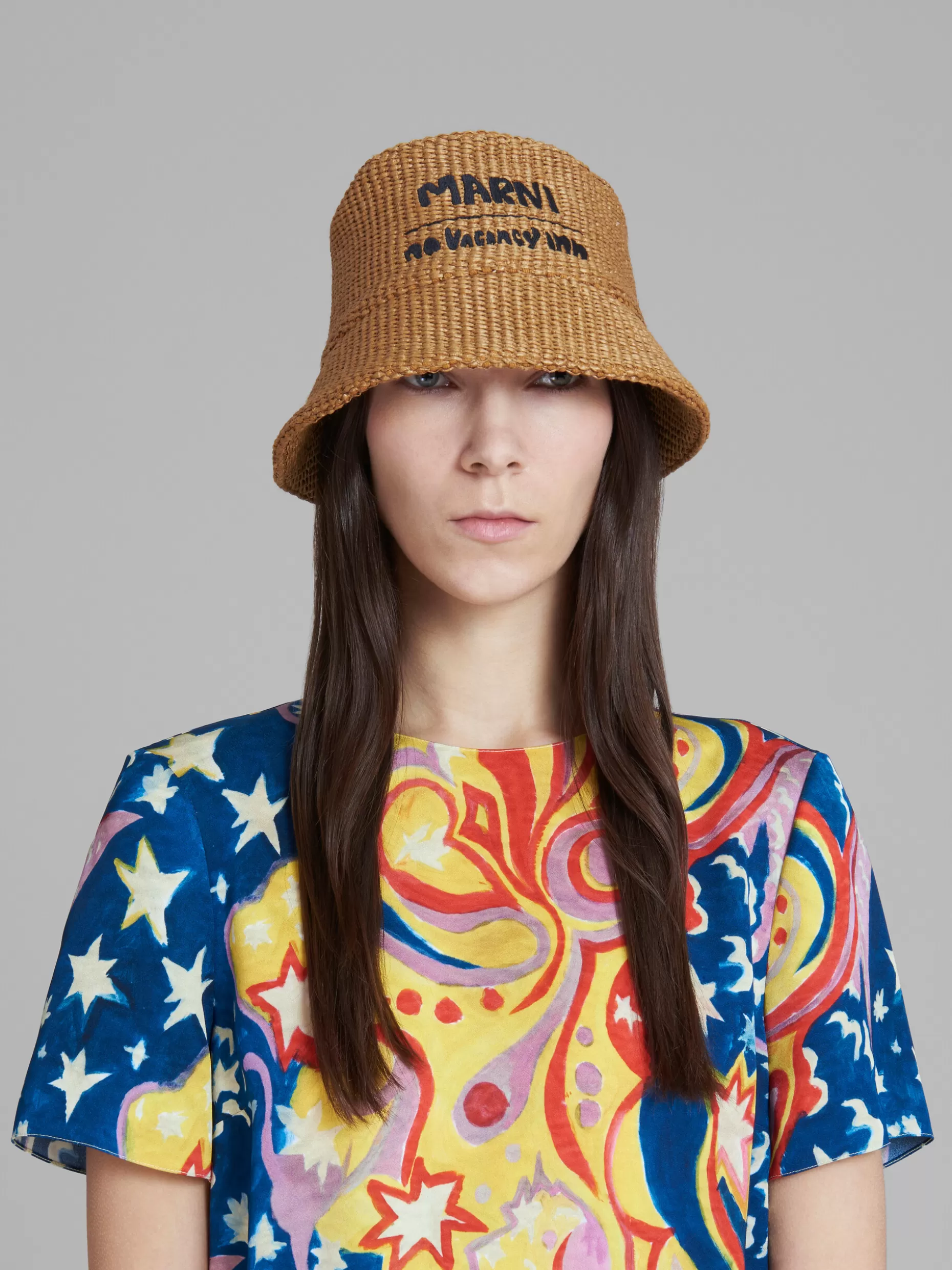 Women Marni X No Vacancy Inn -Hat In Raffia Fabric