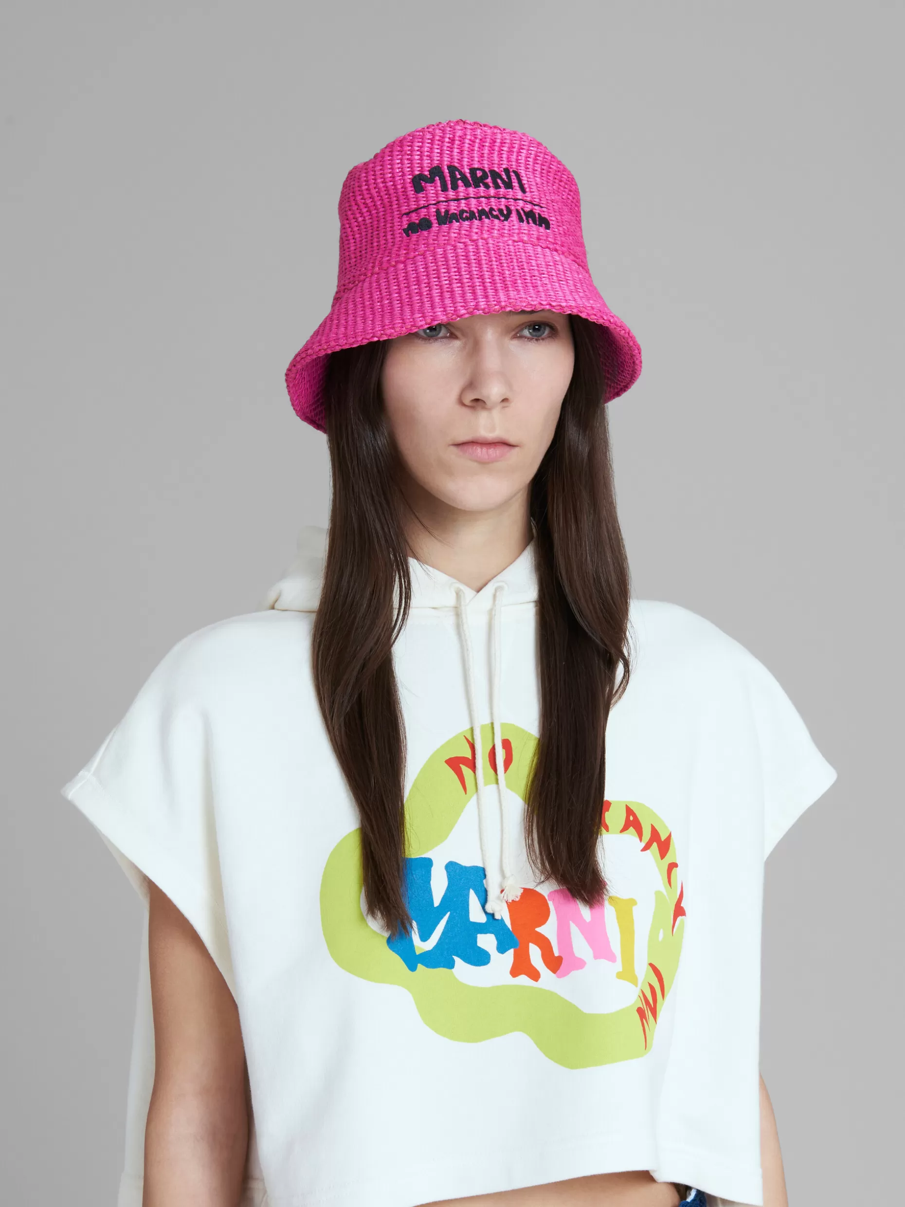 Women Marni X No Vacancy Inn -Hat In Raffia Fabric