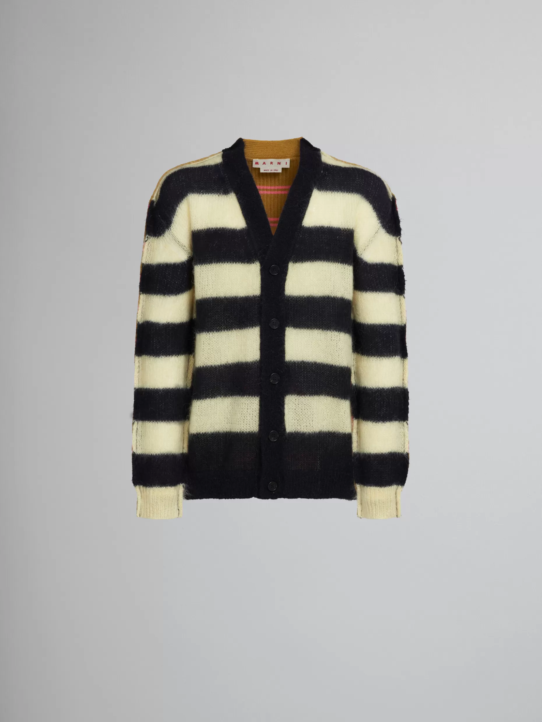 Men Marni Mohair And Wool Cardigan With Multicolour Stripes