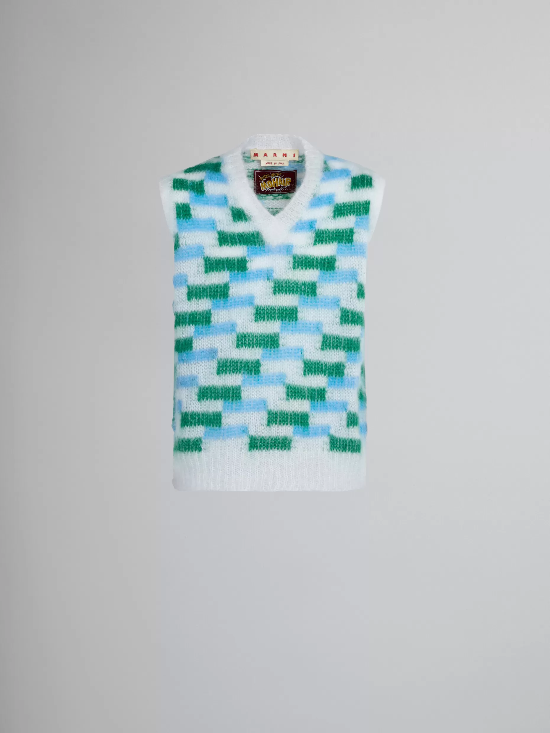 Men Marni Multicolor Mohair Vest With Inlays