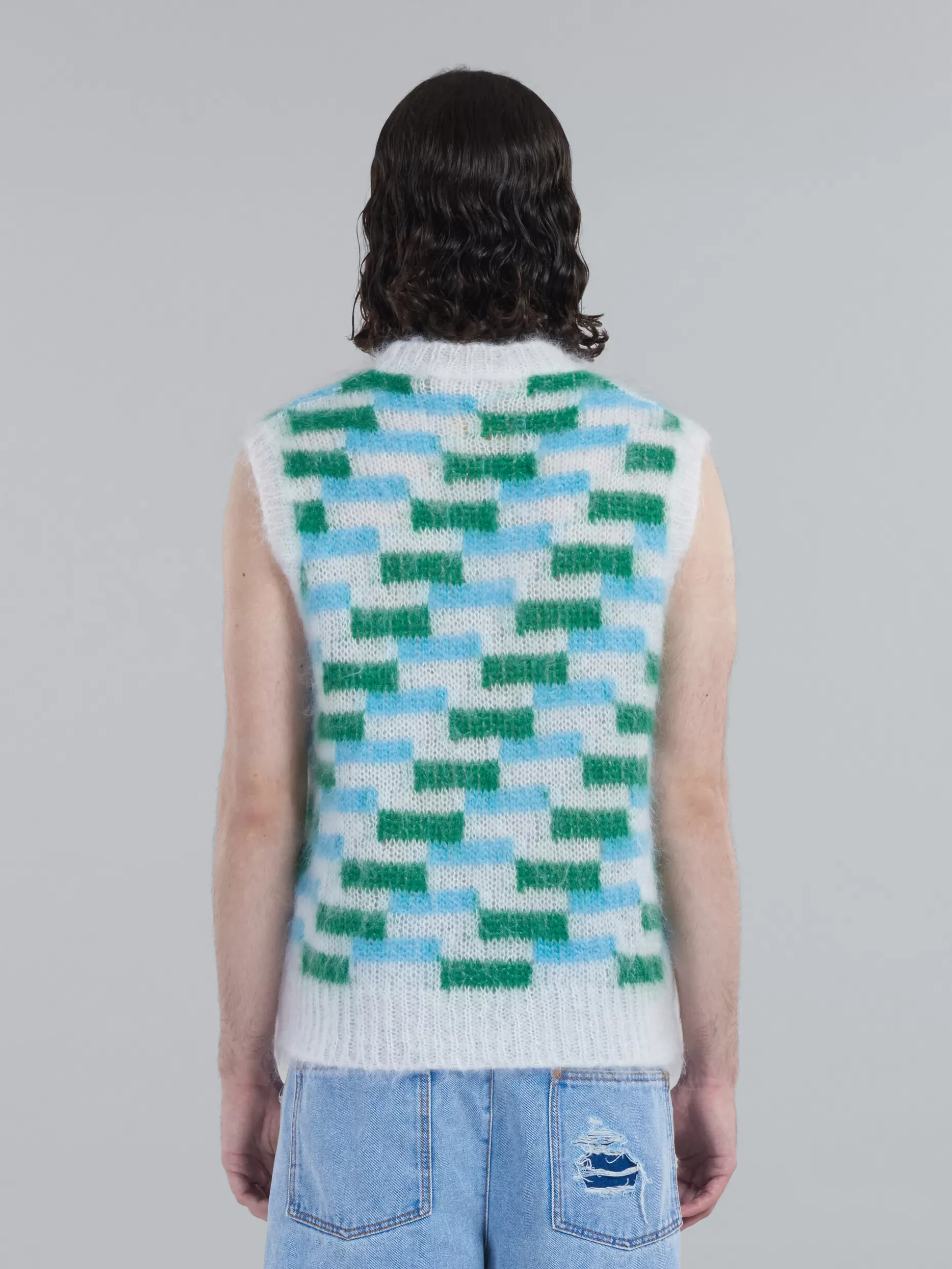 Men Marni Multicolor Mohair Vest With Inlays