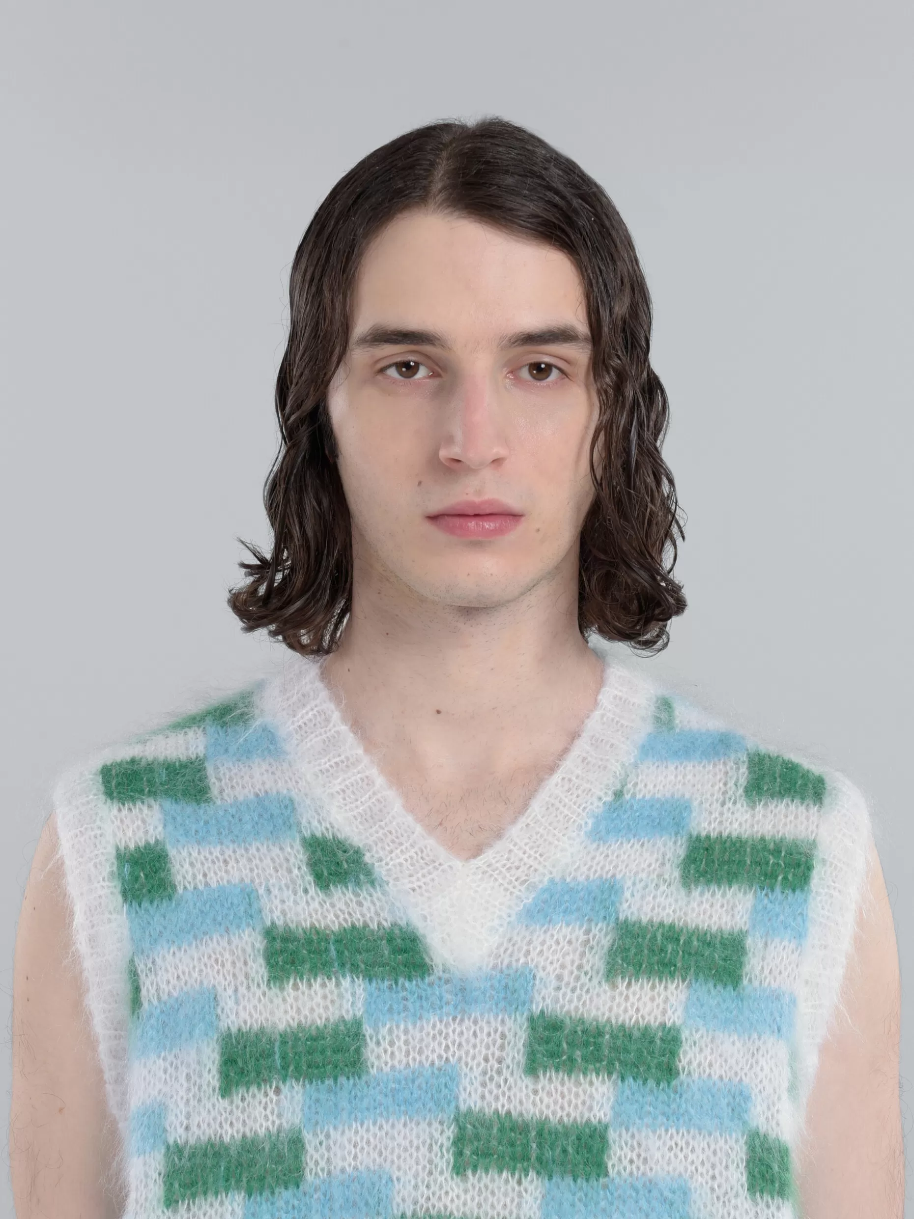 Men Marni Multicolor Mohair Vest With Inlays