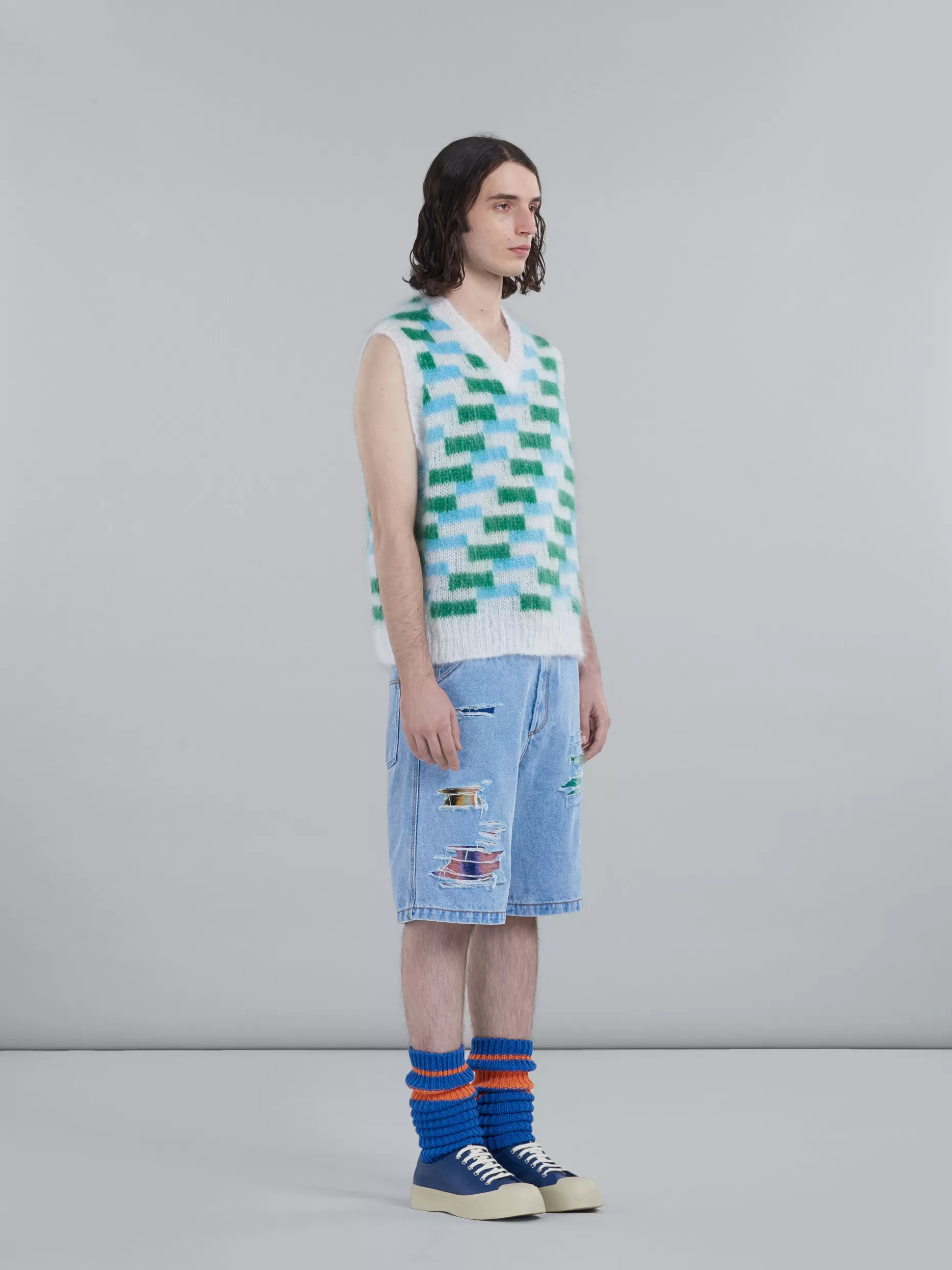 Men Marni Multicolor Mohair Vest With Inlays