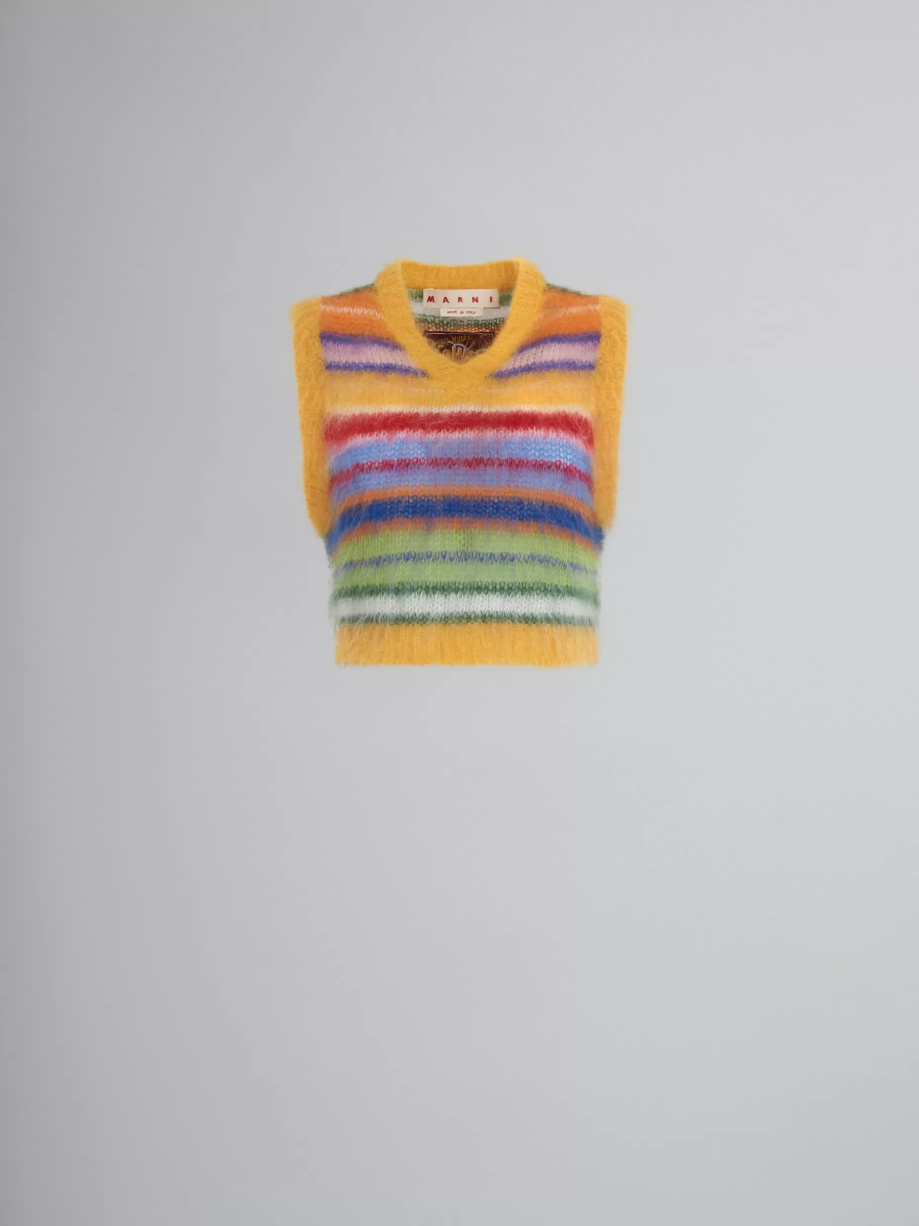 Women Marni Multicoloured Cropped Mohair And Wool Striped Vest