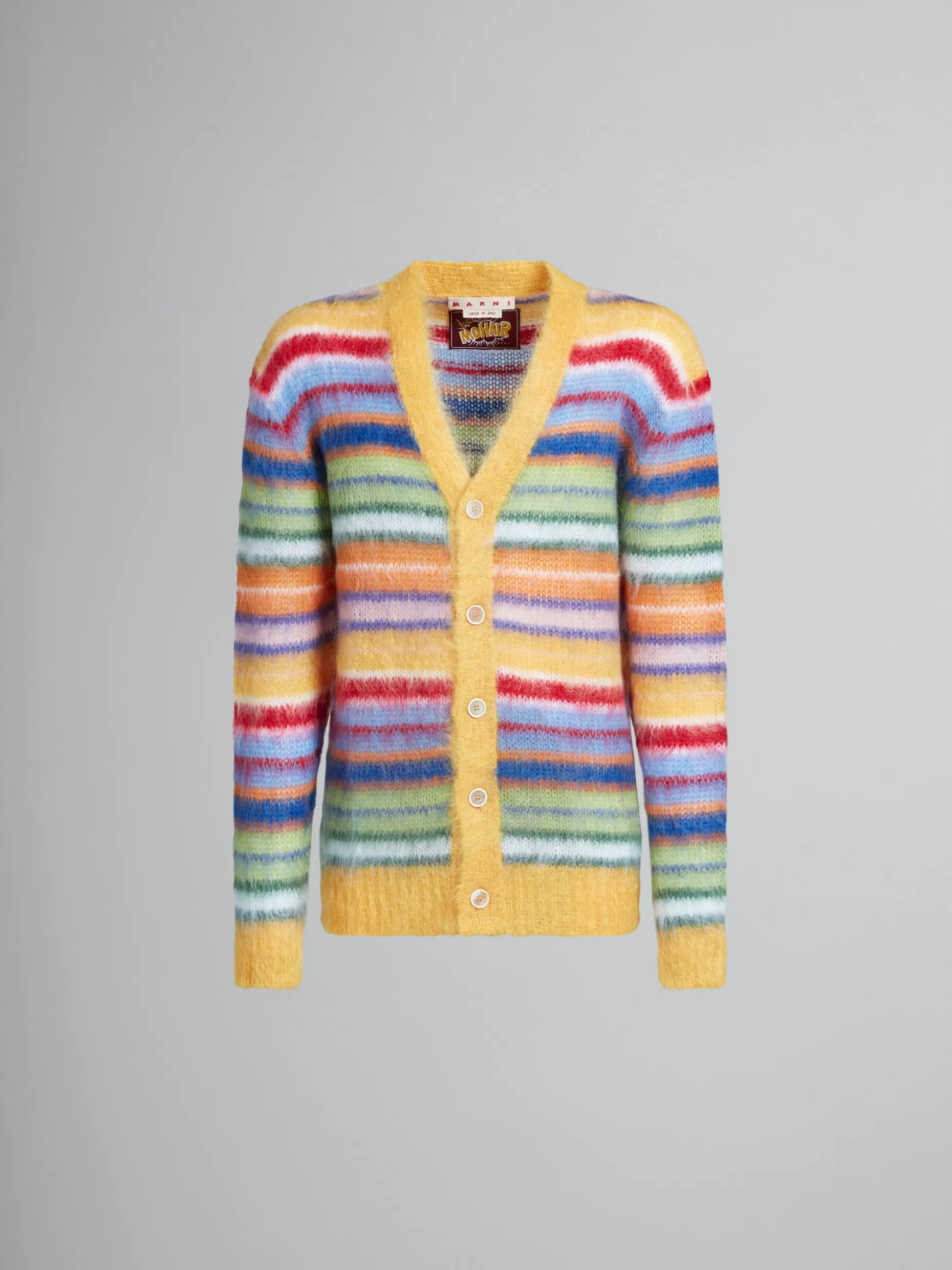 Men Marni Multicoloured Striped Mohair Cardigan