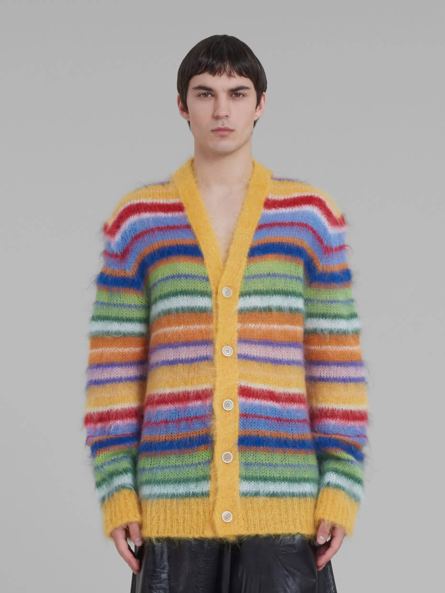 Men Marni Multicoloured Striped Mohair Cardigan