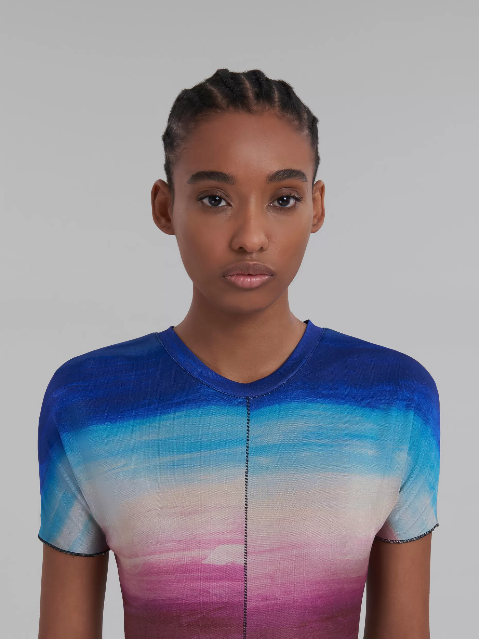 Women Marni Multicoloured Viscose Dress With Dark Side Of The Moon Print