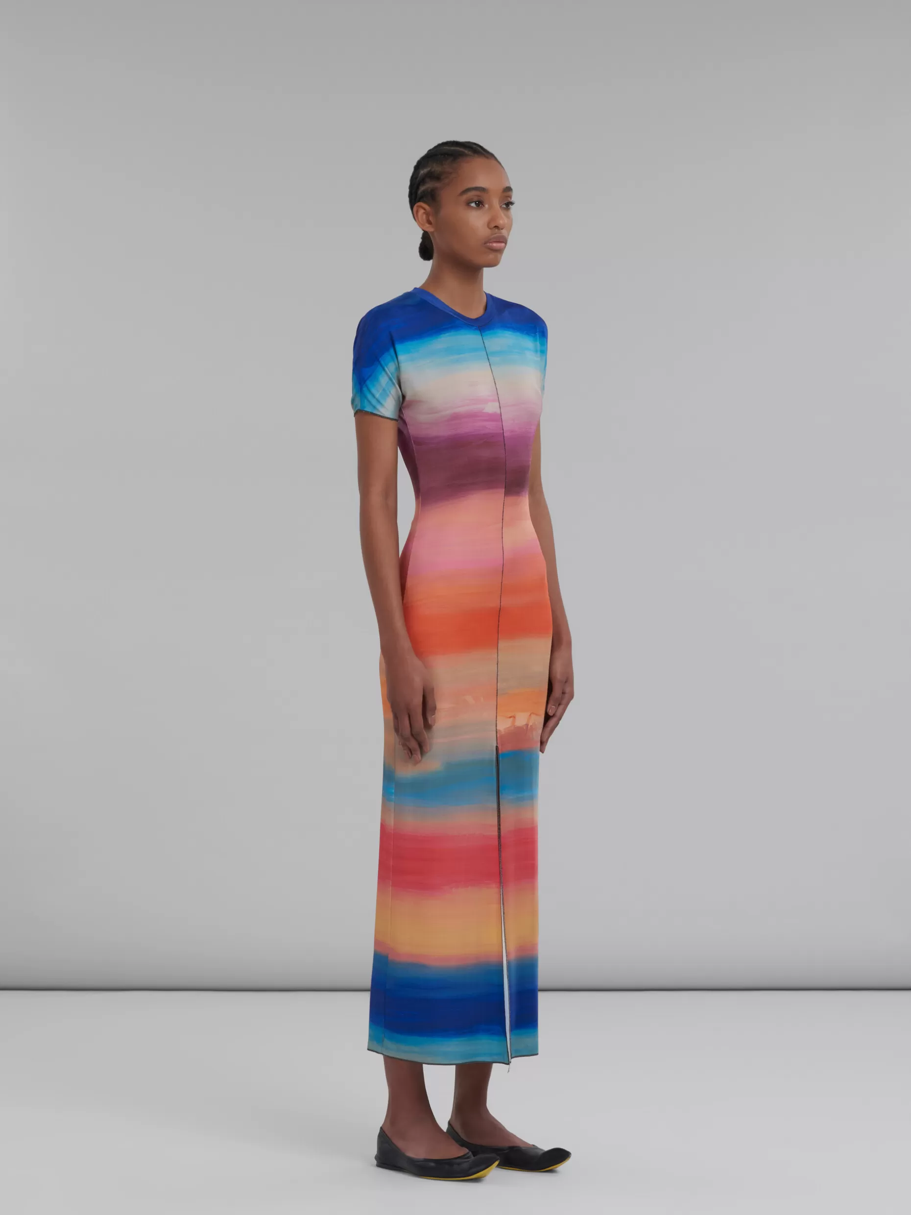 Women Marni Multicoloured Viscose Dress With Dark Side Of The Moon Print