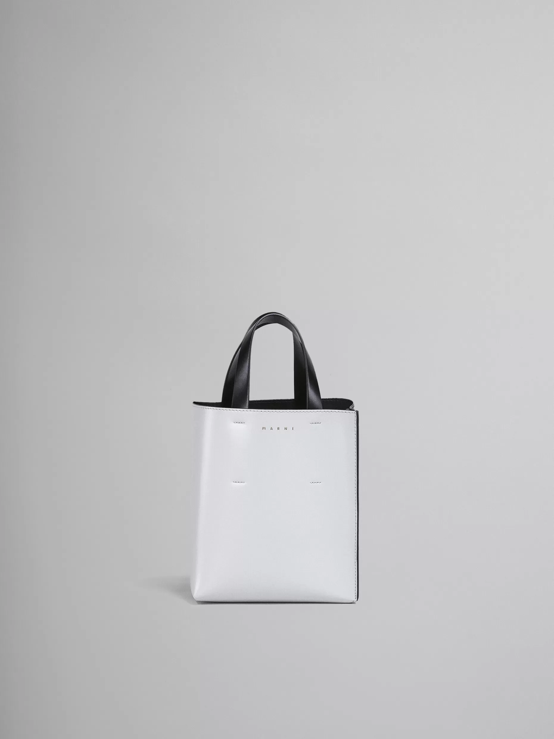 Women Marni Museo Mini Bag In White And Black Leather