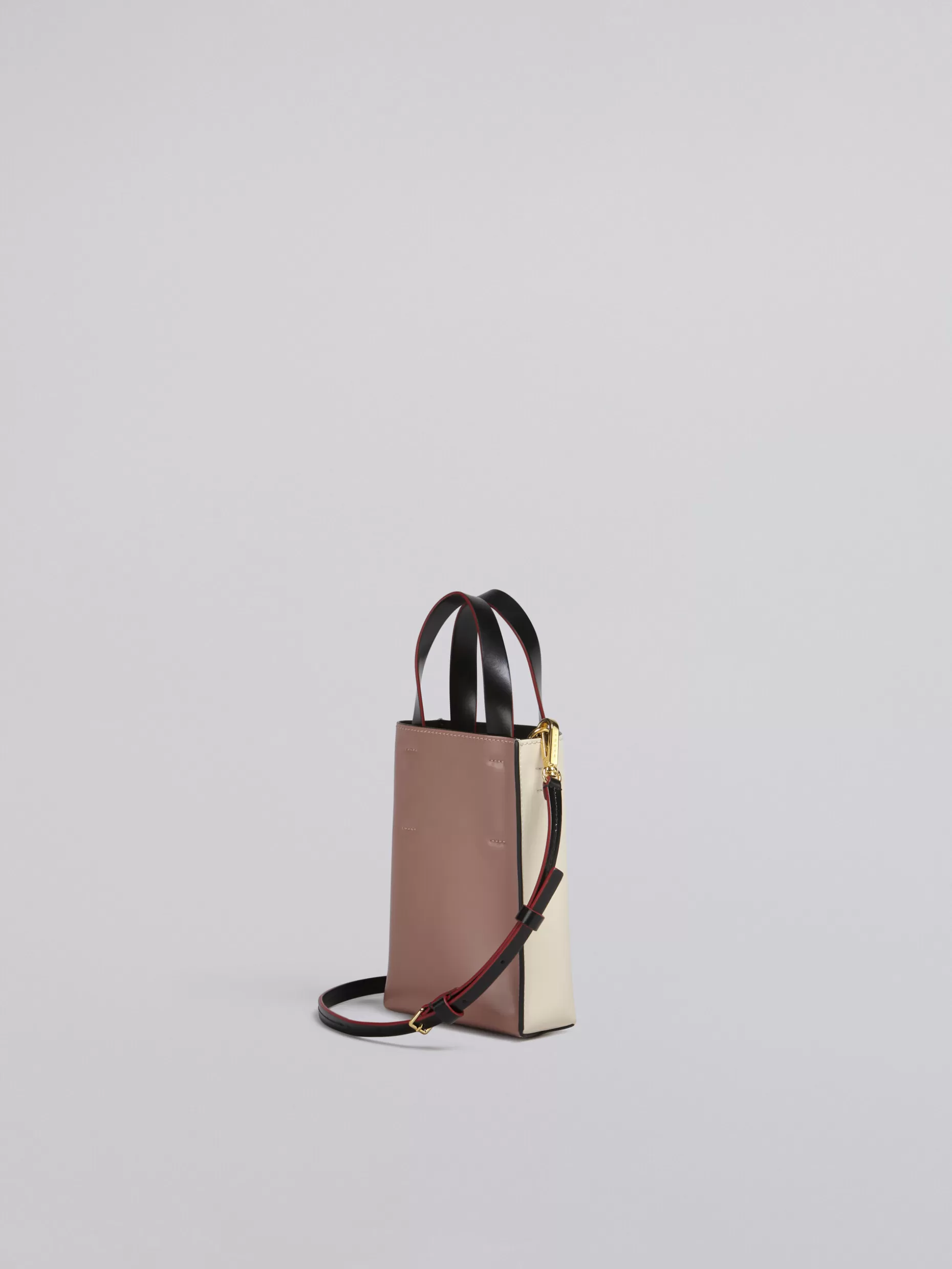 Women Marni Museo Nano Bag In Beige And Pink Shiny Leather